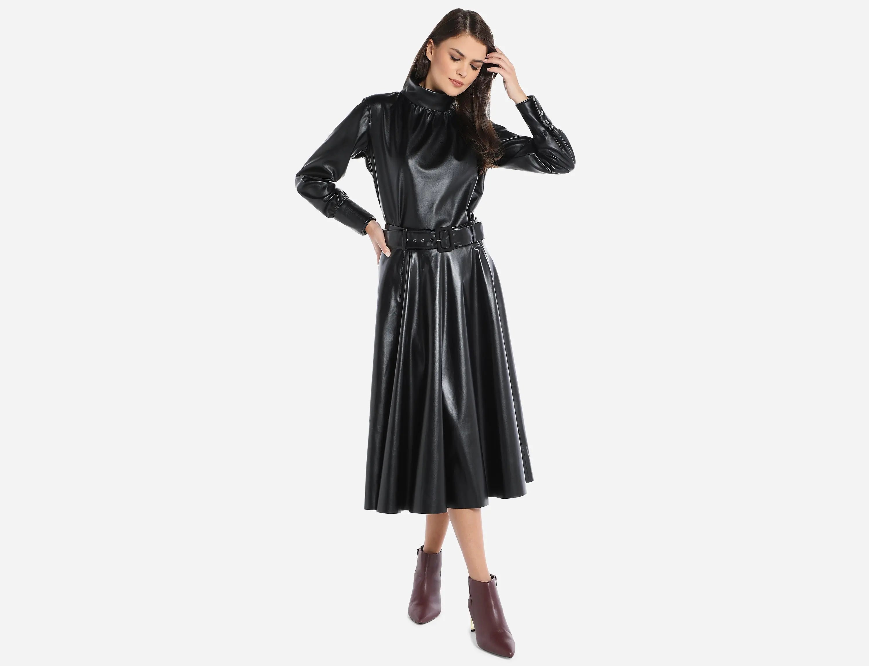 faux leather skirt dress Mariah Black Vegan Leather Mini Skirt XL / 10-12