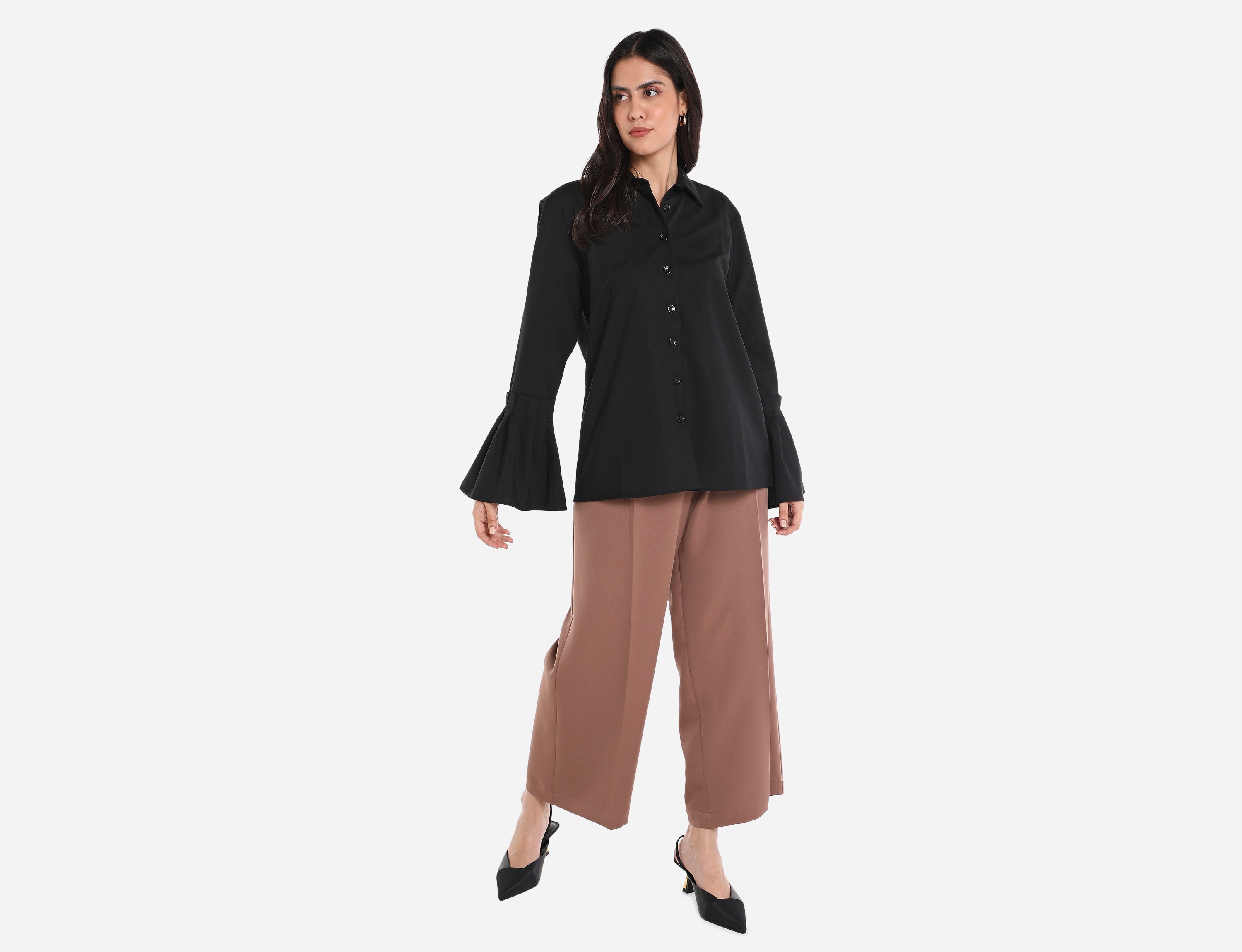 Shirt with circular flounce