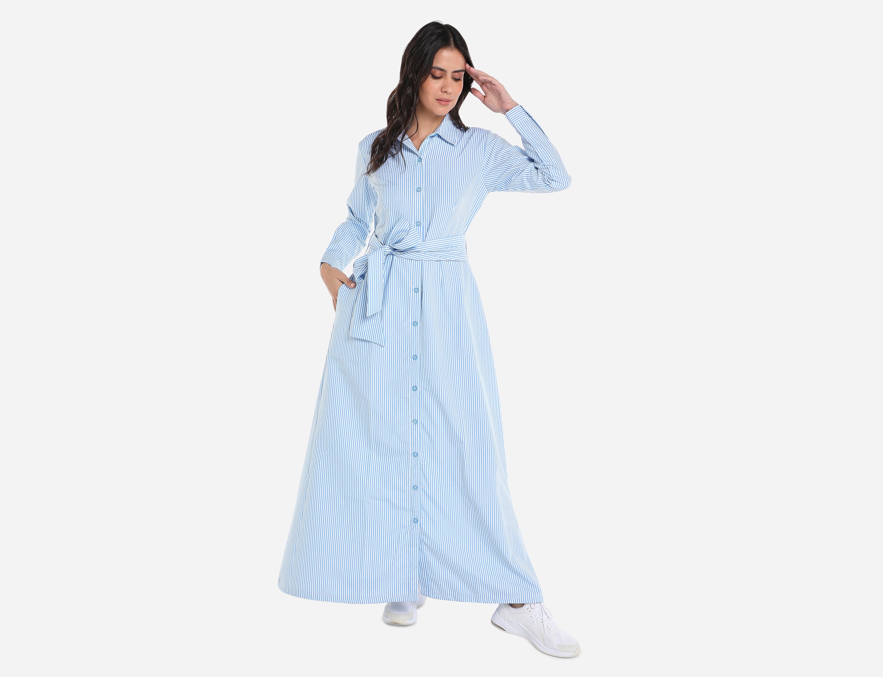 Maxi Striped Cotton Shirt dress