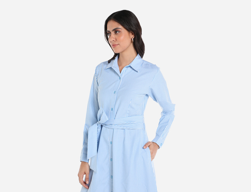 Maxi Striped Cotton Shirt dress