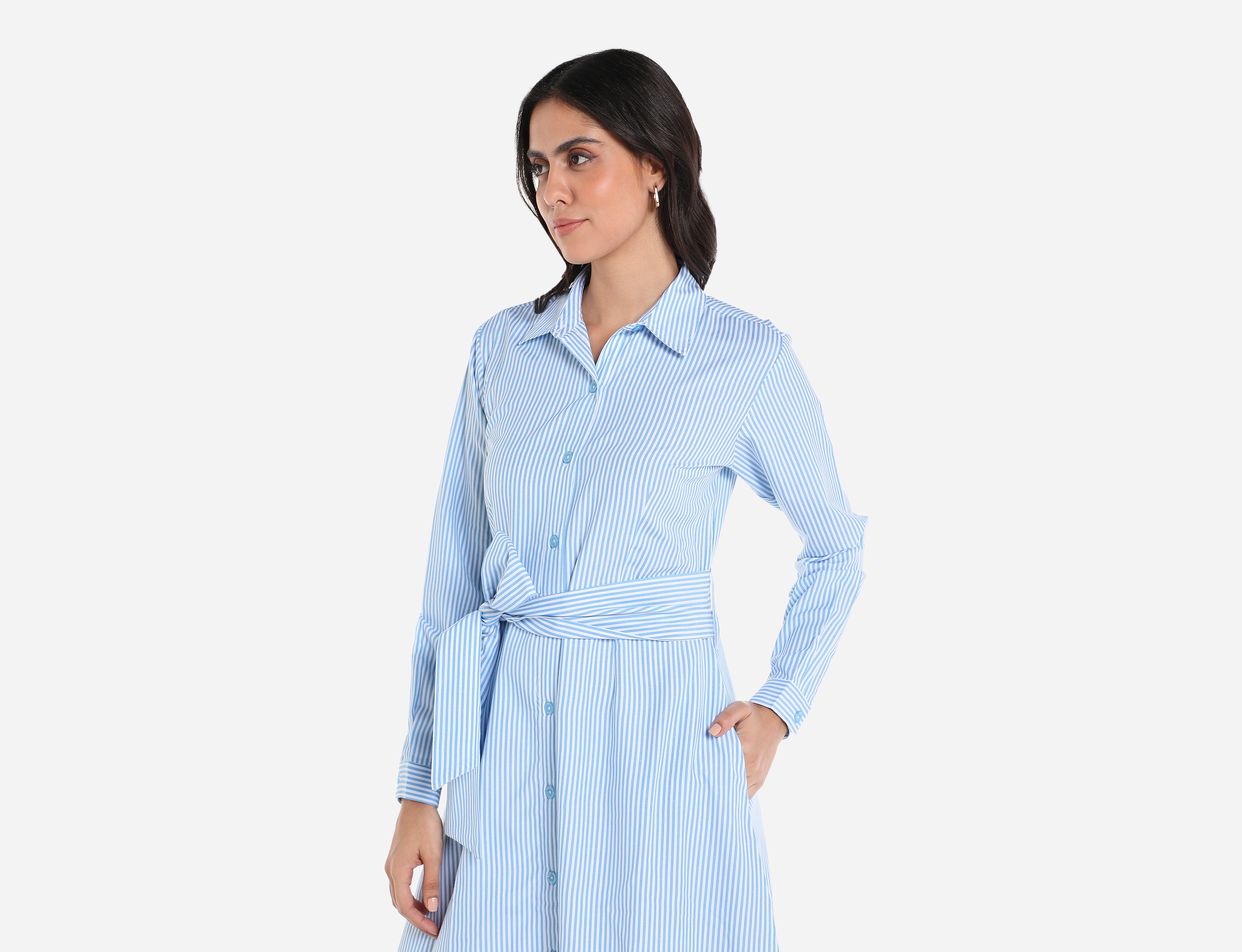 Maxi Striped Cotton Shirt dress