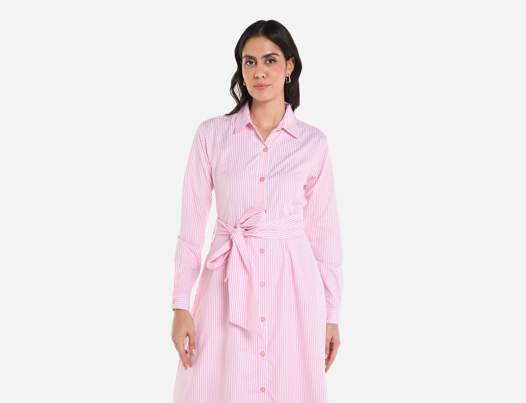 Maxi Striped Cotton Shirt dress