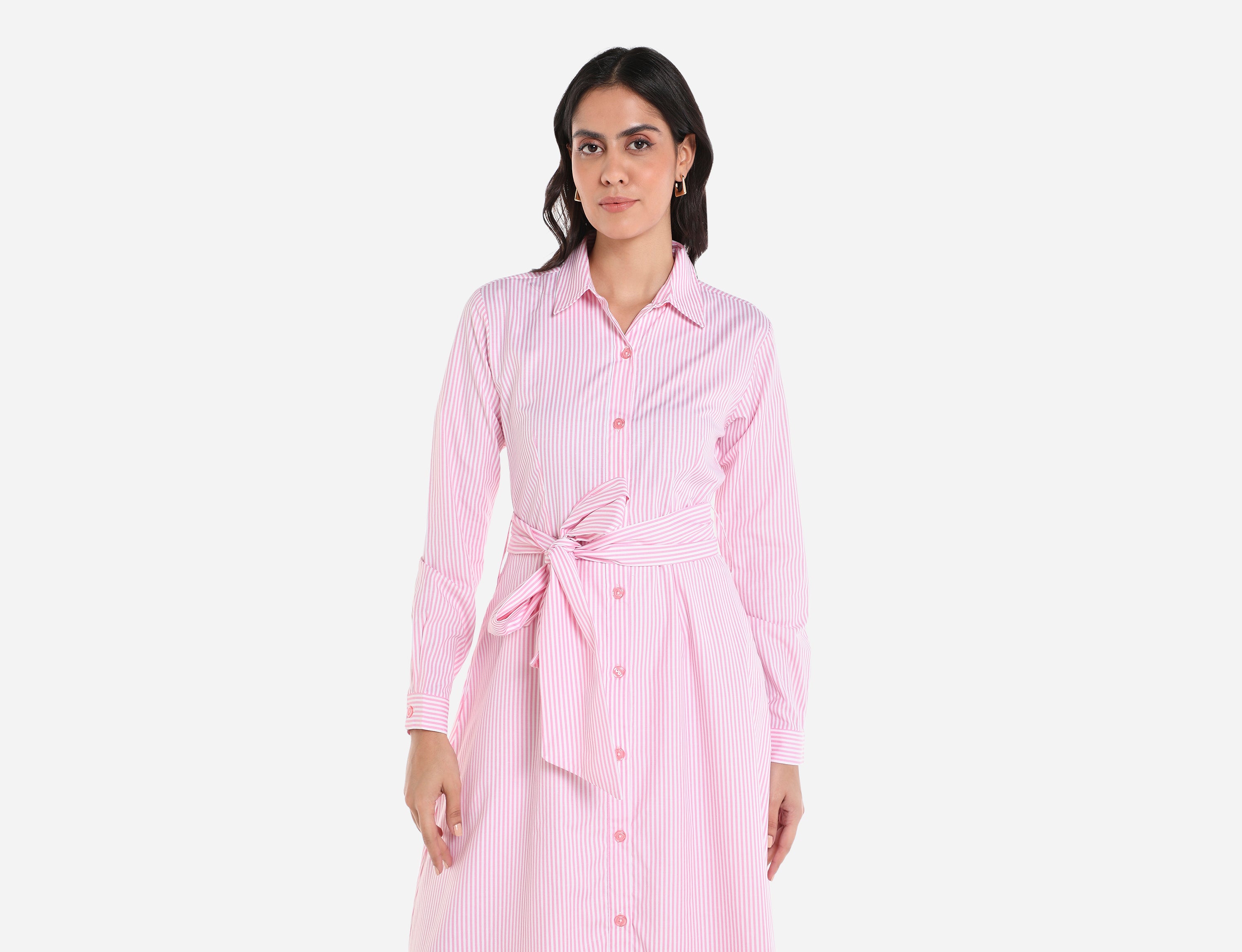 Maxi Striped Cotton Shirt dress