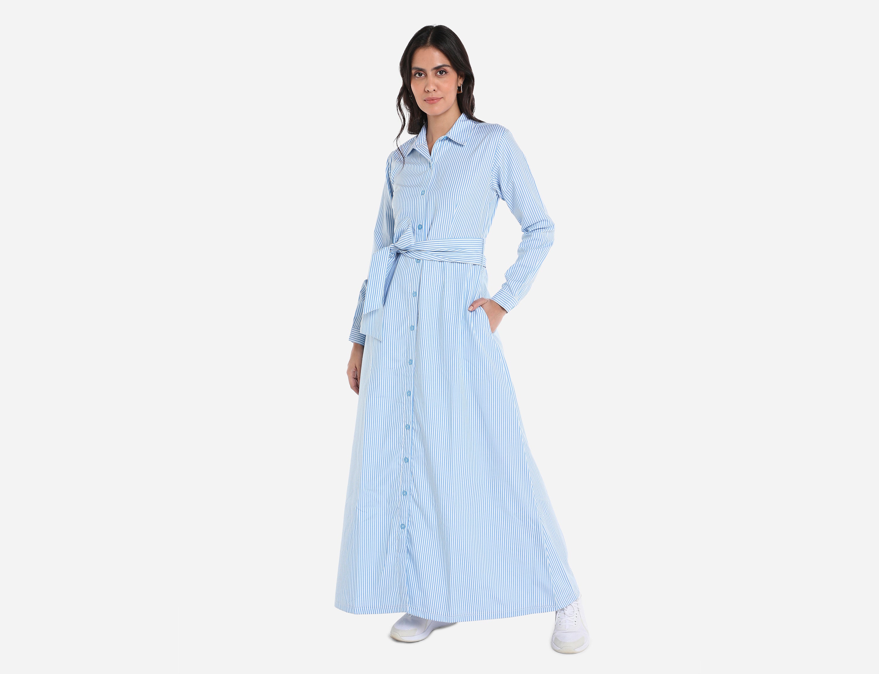 Maxi Striped Cotton Shirt dress
