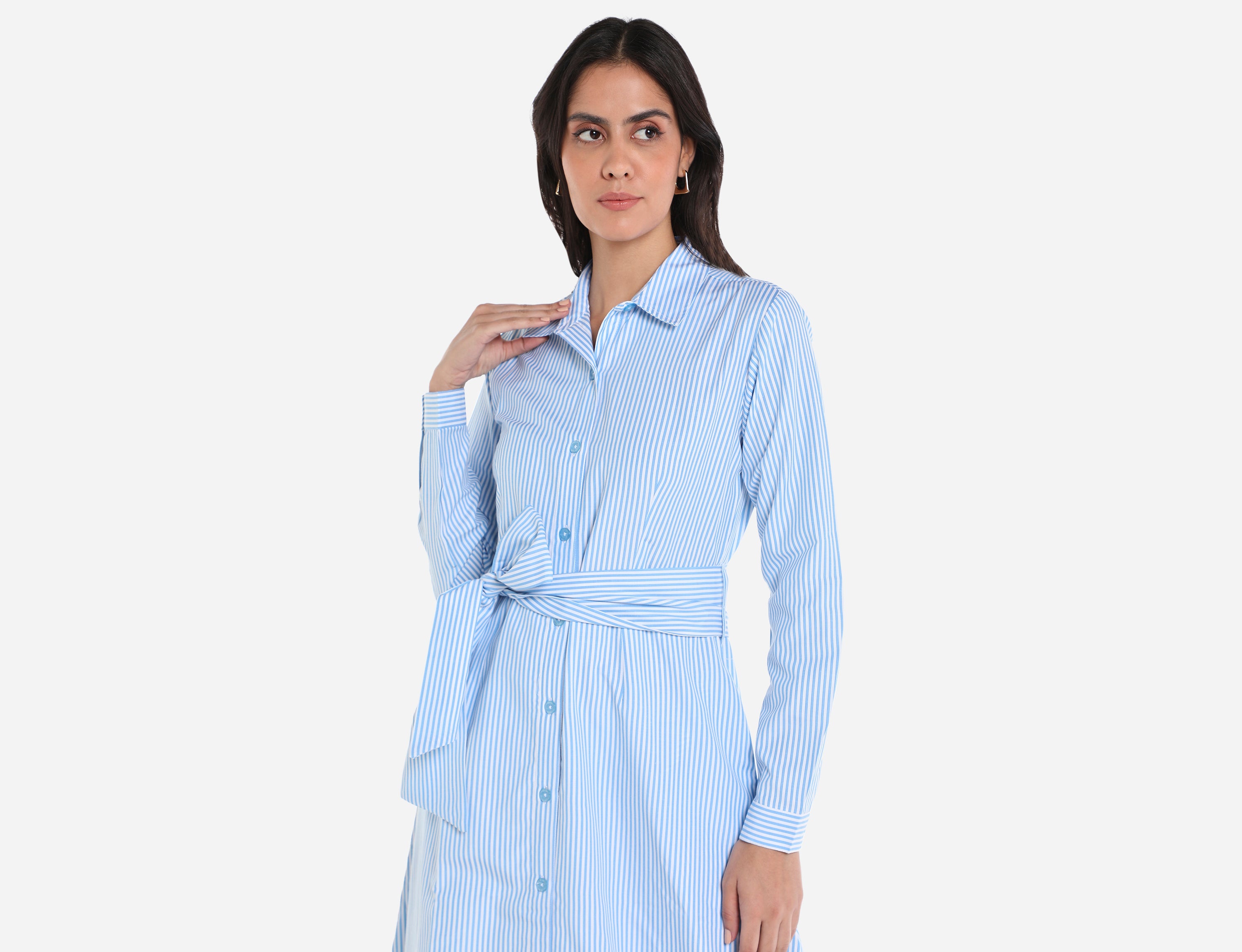 Maxi Striped Cotton Shirt dress