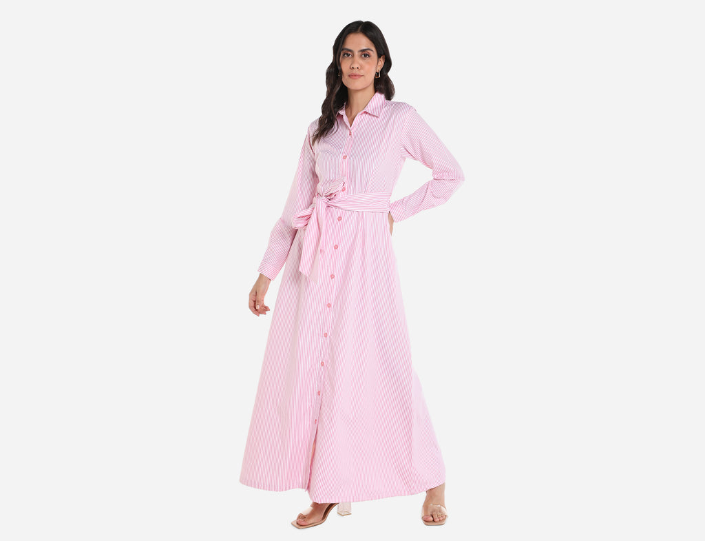 Maxi Striped Cotton Shirt dress