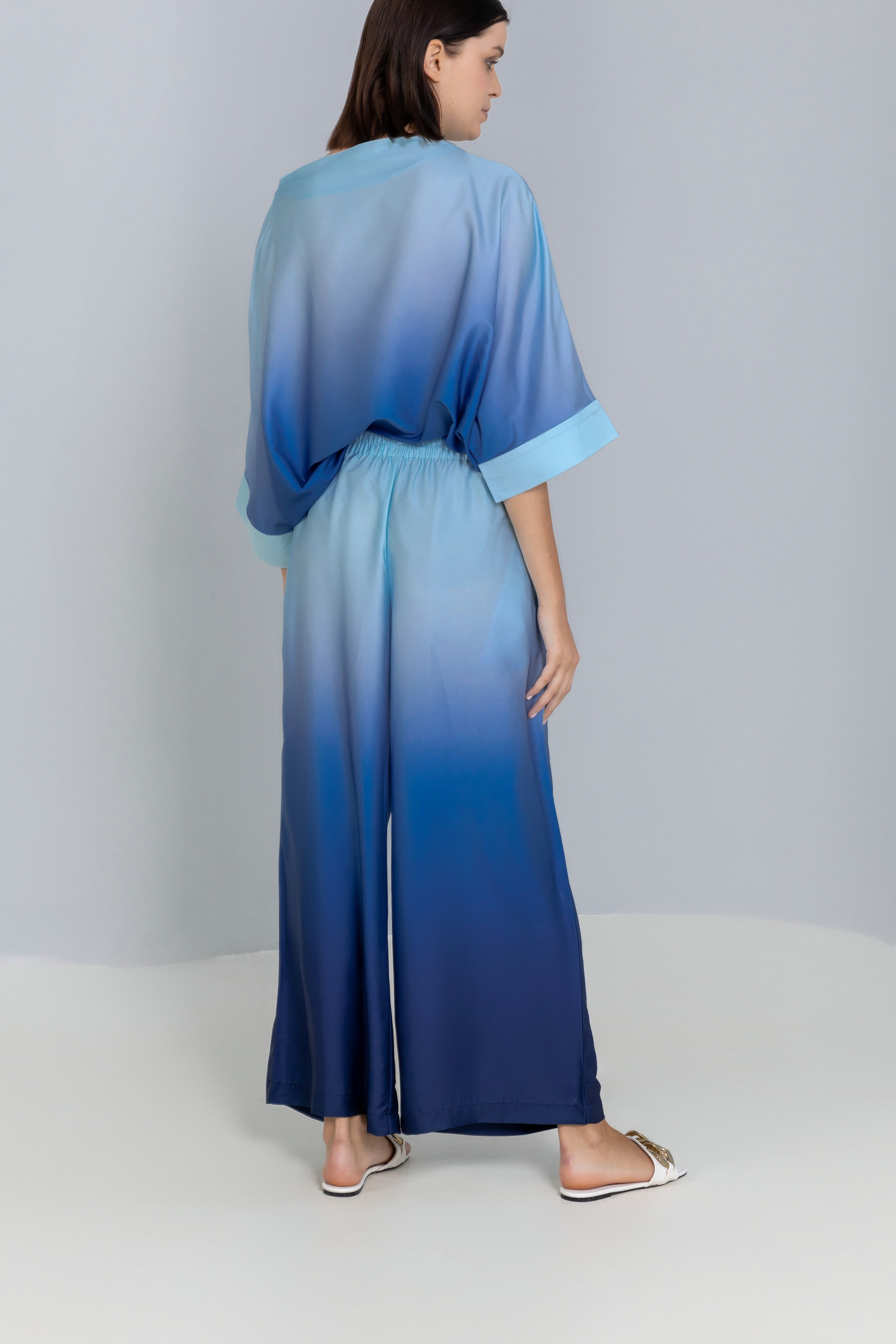 Wide-leg Ombre Satin Silk pants