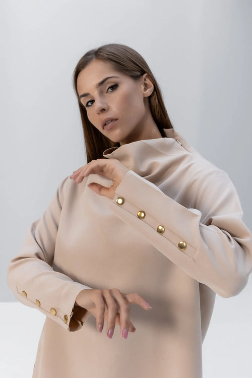 Loose Turtleneck Top with Studs