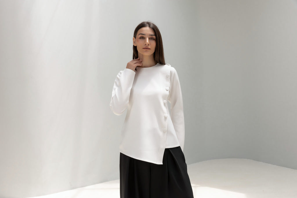 Buttoned Asymmetric Blouse