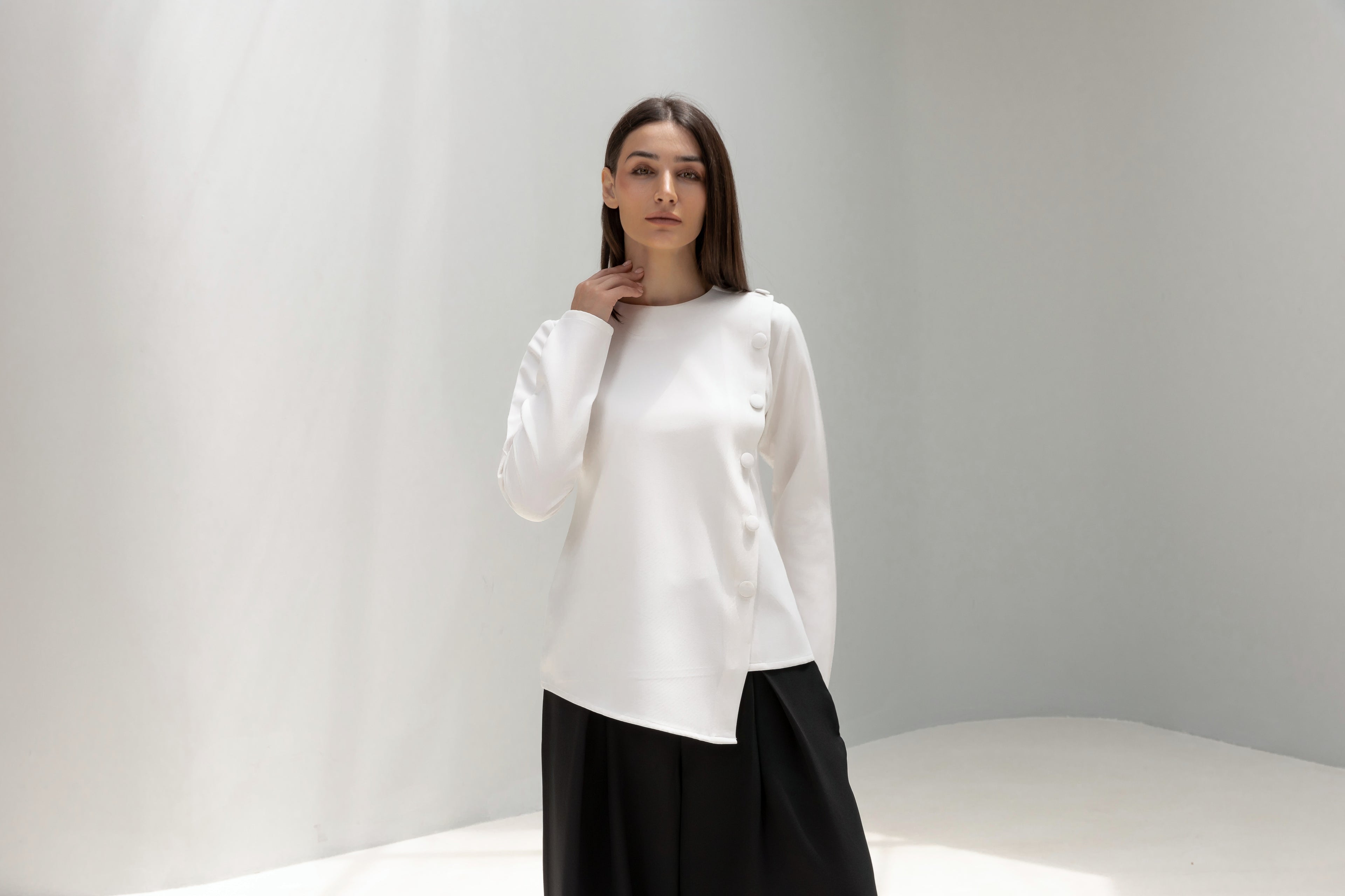 Buttoned Asymmetric Blouse