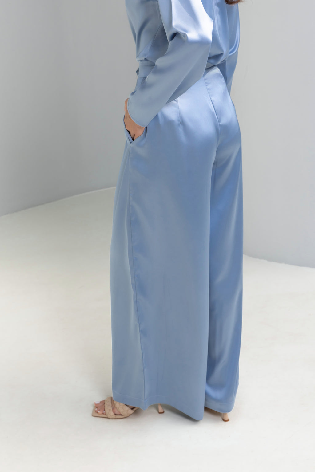 Wide leg Satin Trousers