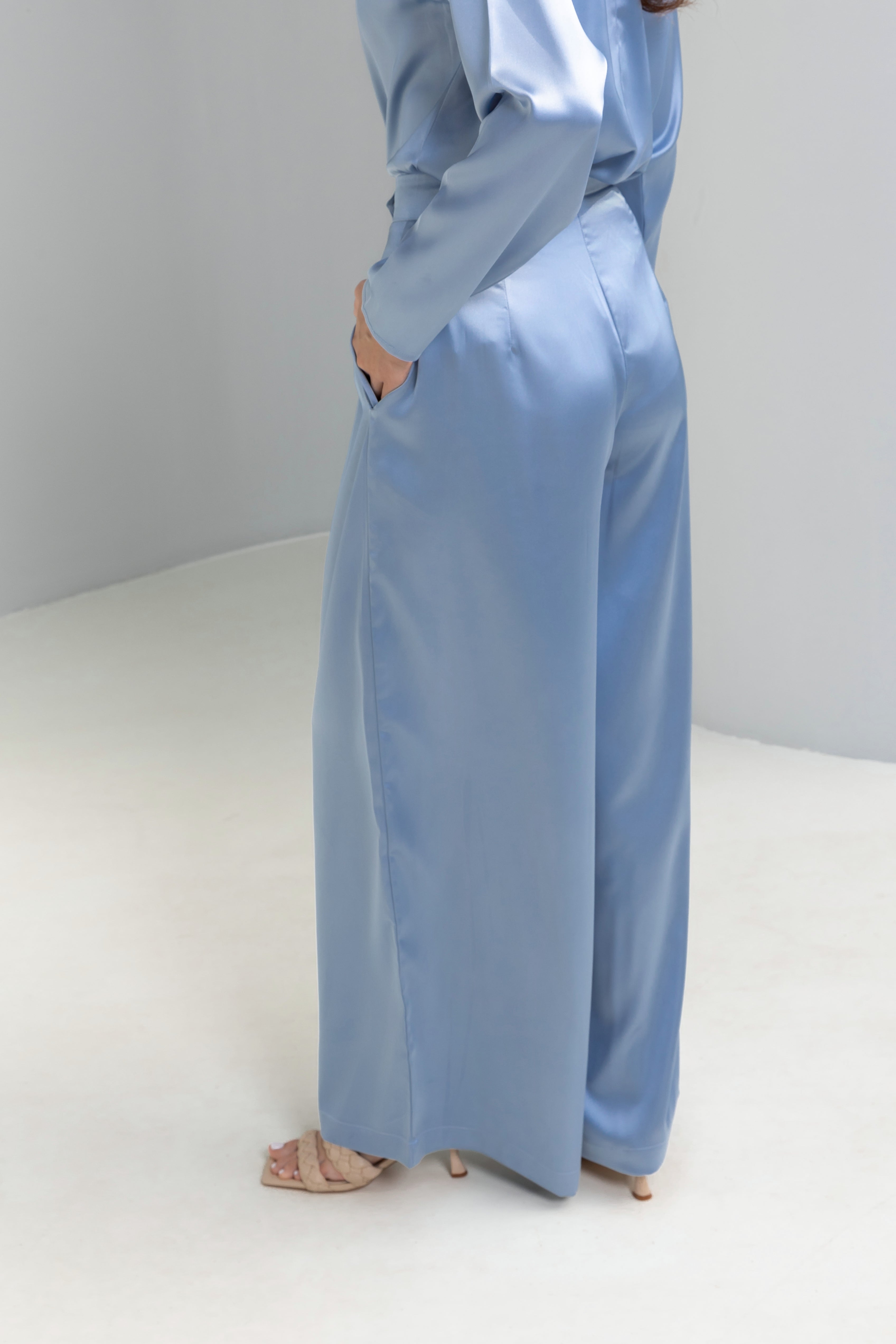 Wide leg Satin Trousers