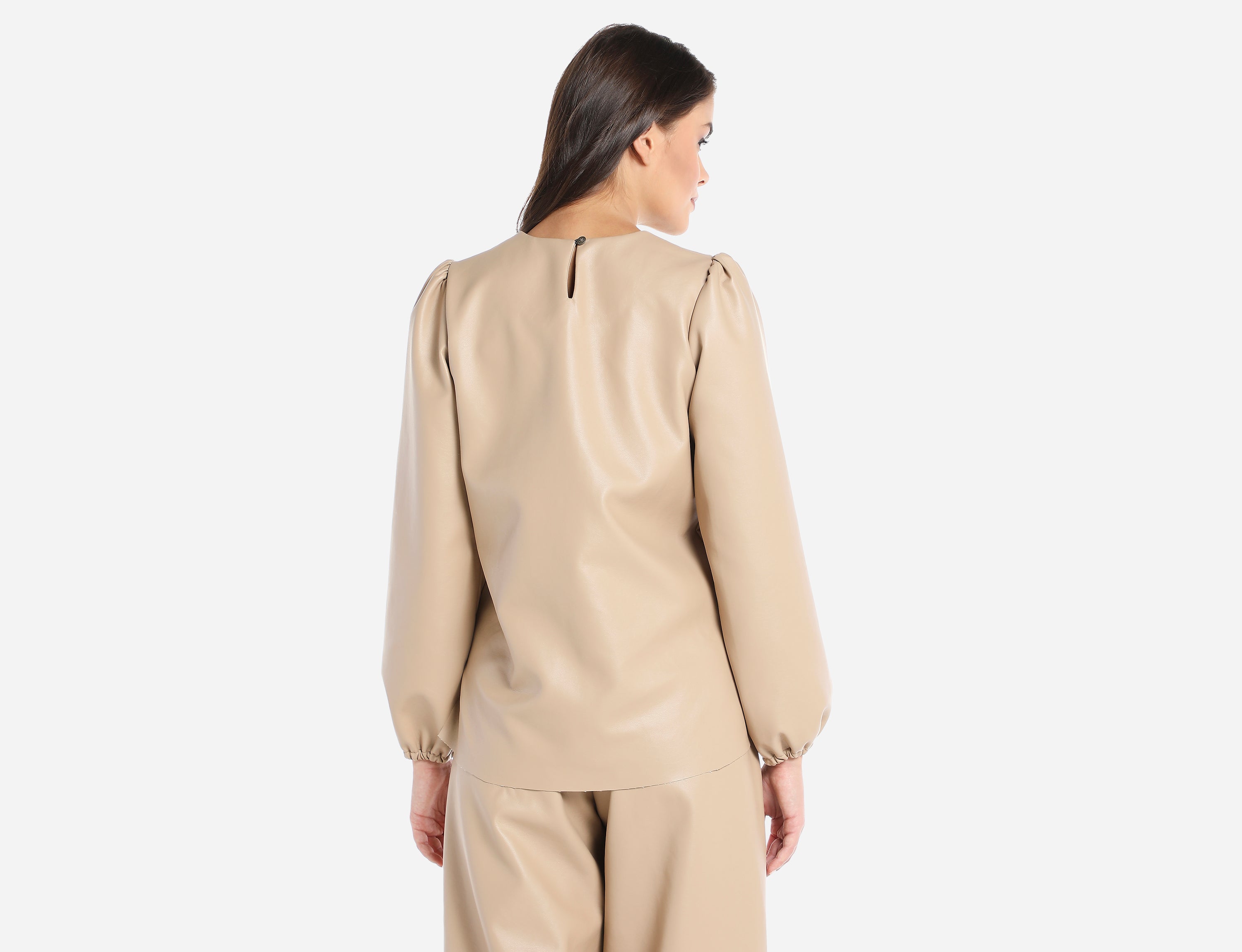 Faux Leather Blouse