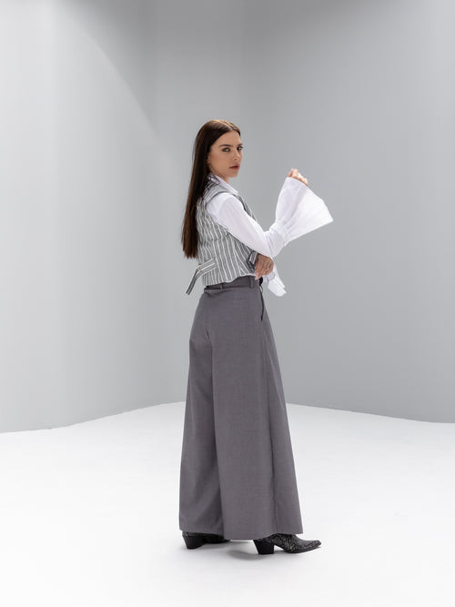 Wide-leg mid-waist tailored Trousers