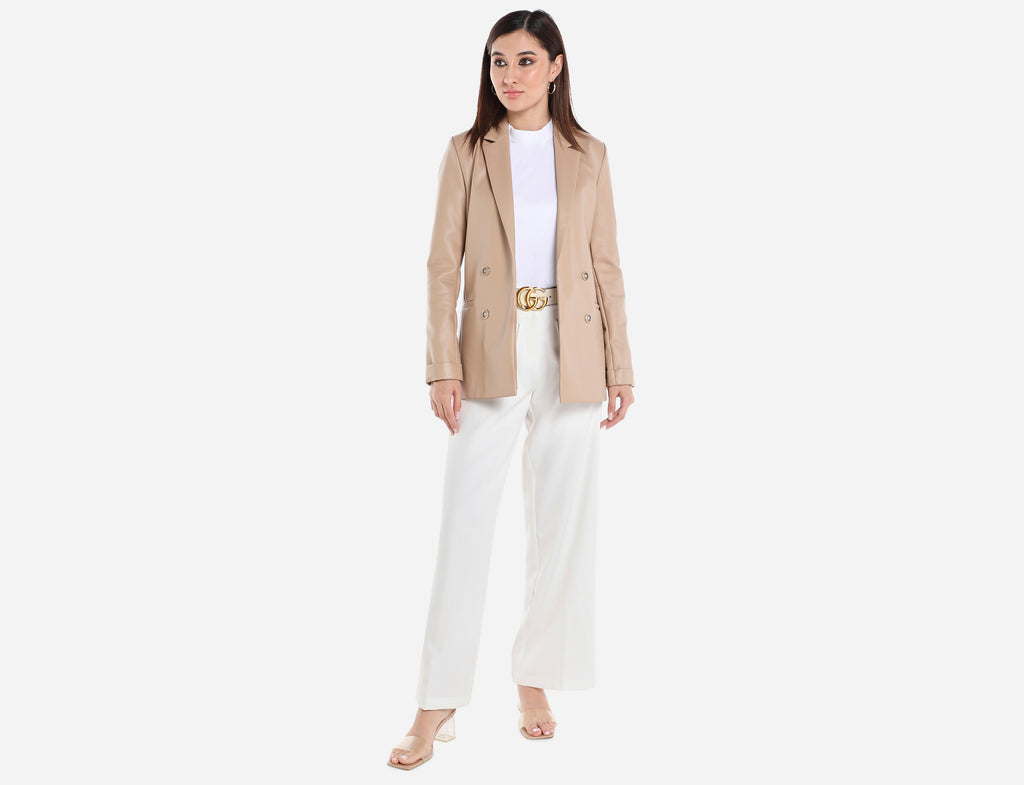 Straight cut Faux Leather Blazer