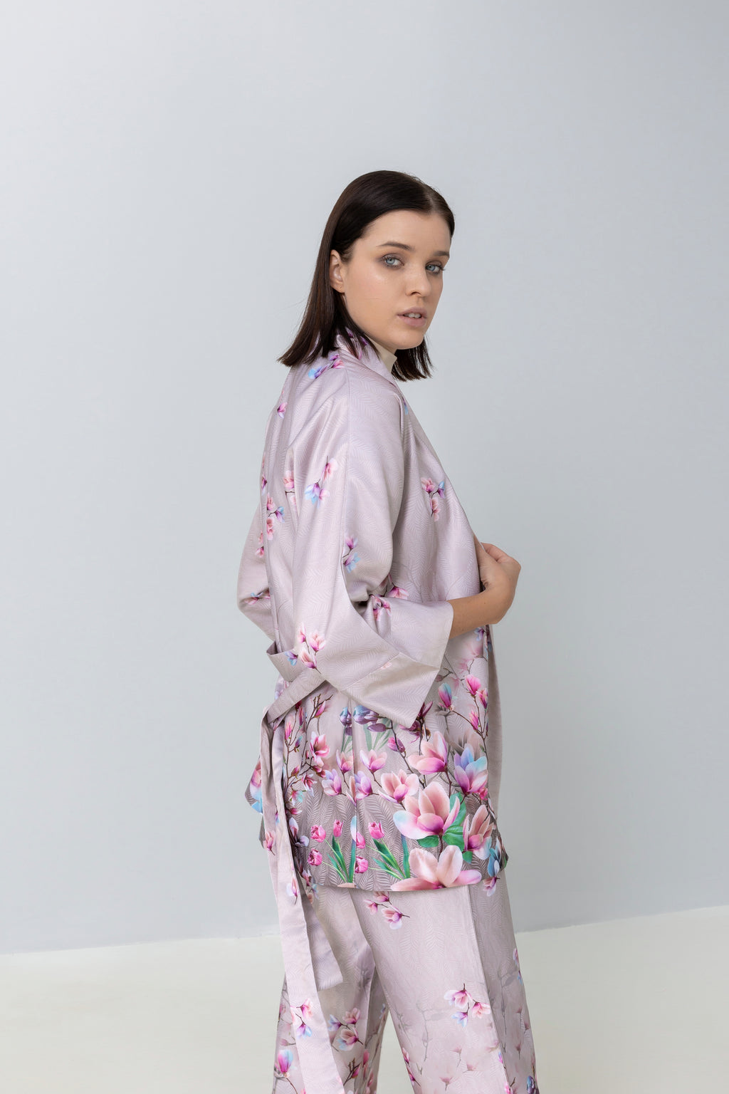 Floral Print Kimono with belt