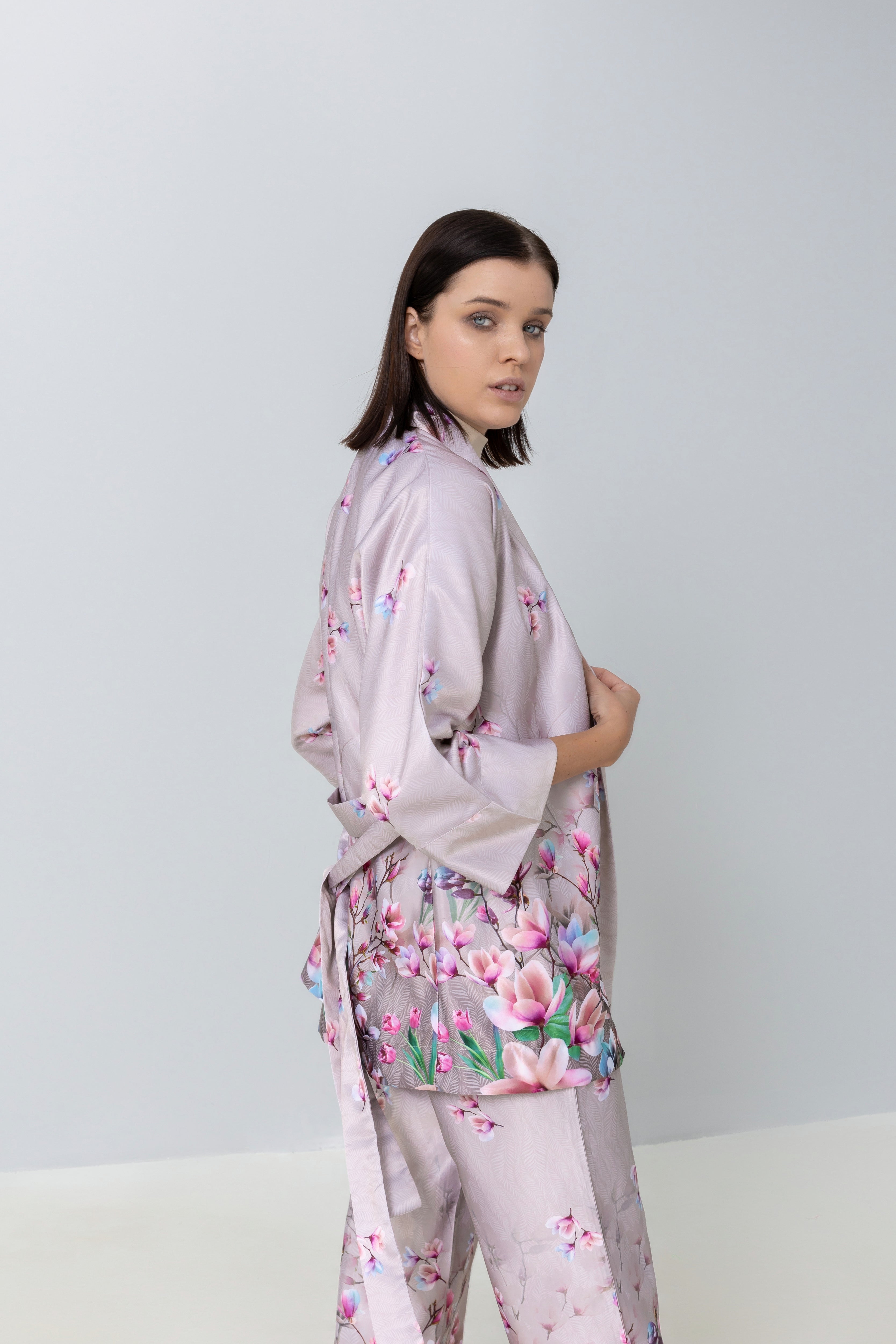 Floral Print Kimono with belt