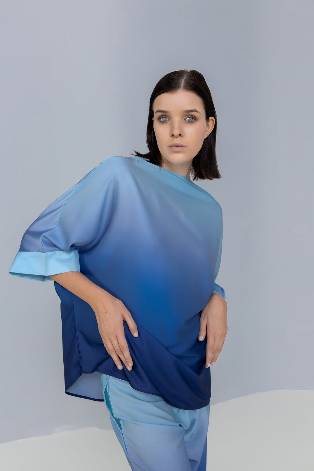 Oversized Ombre Satin Silk Top
