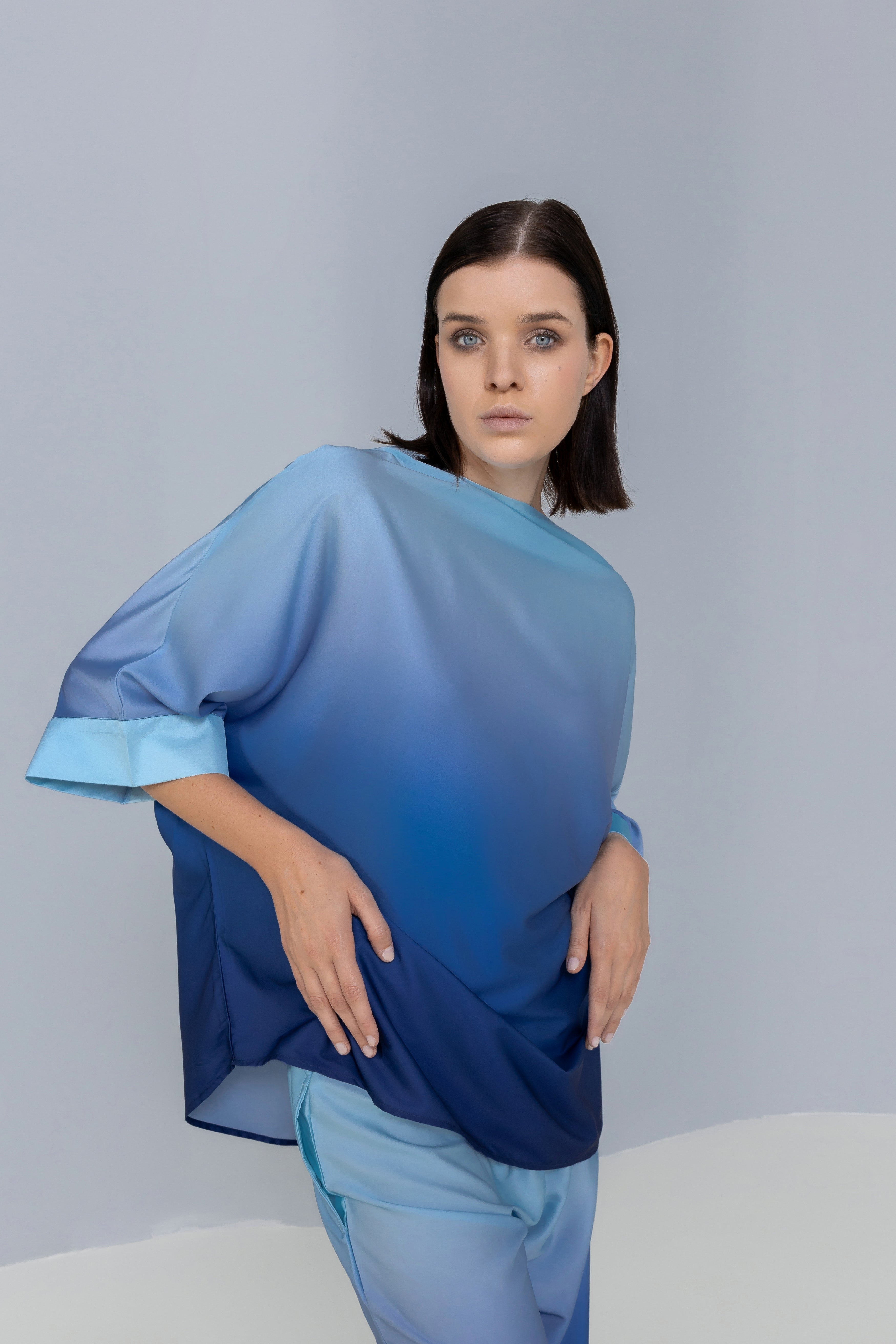 Oversized Ombre Satin Silk Top
