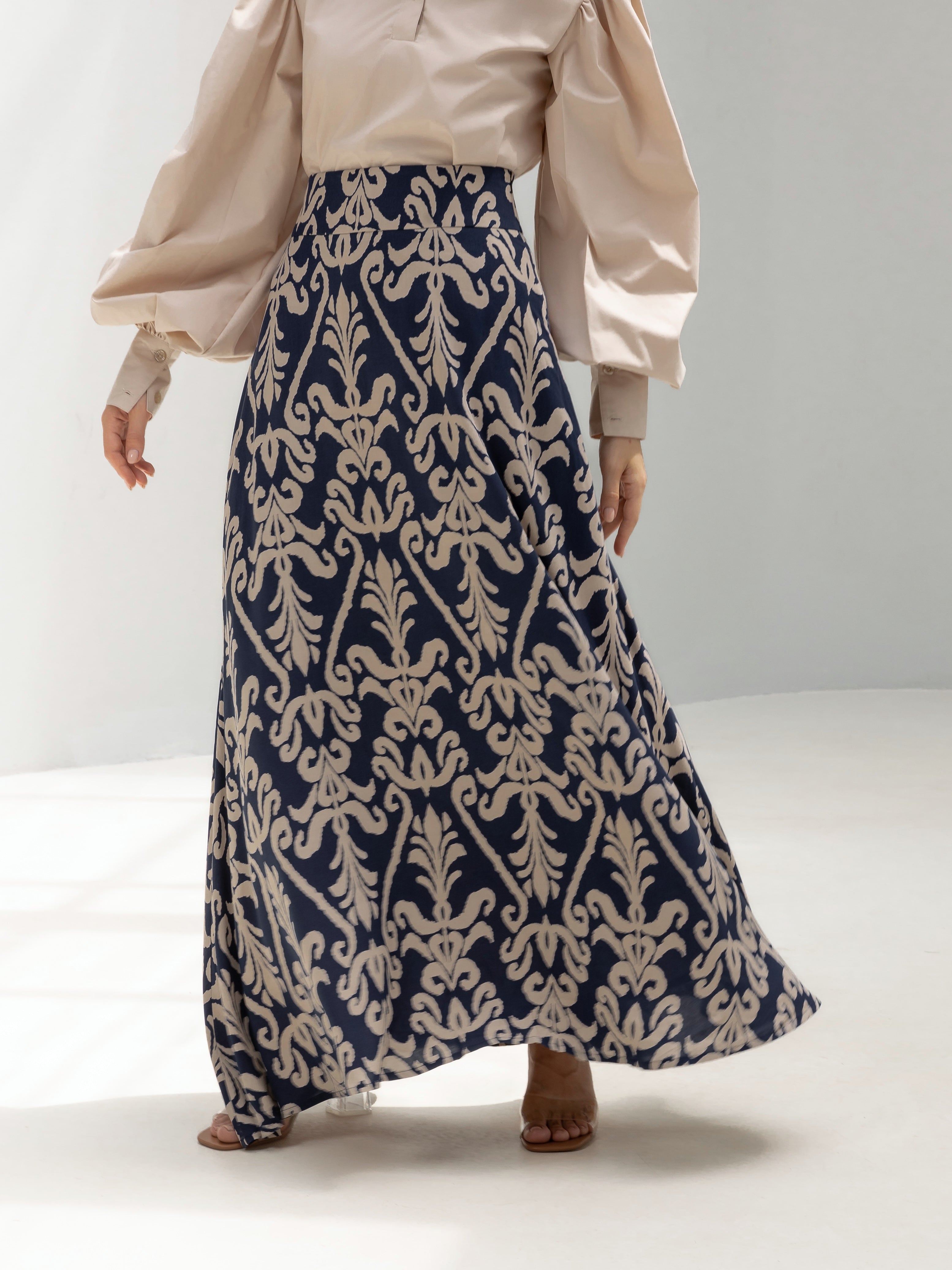 Maxi Flared Printed Skirt