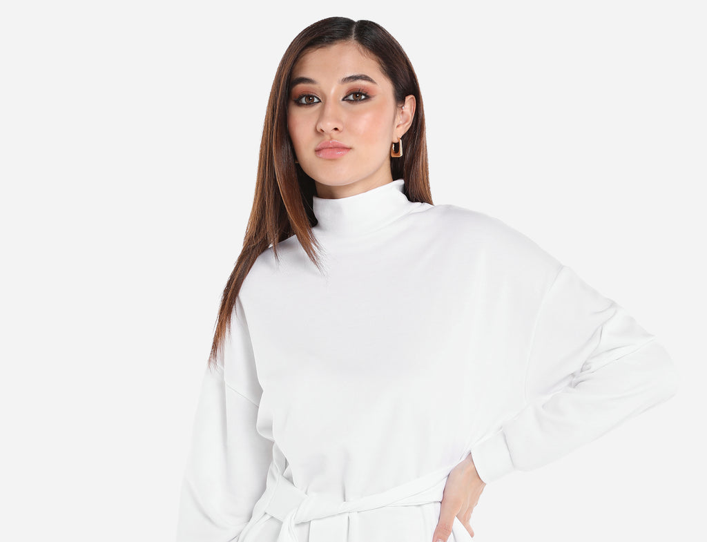 High neck Blouse with belt