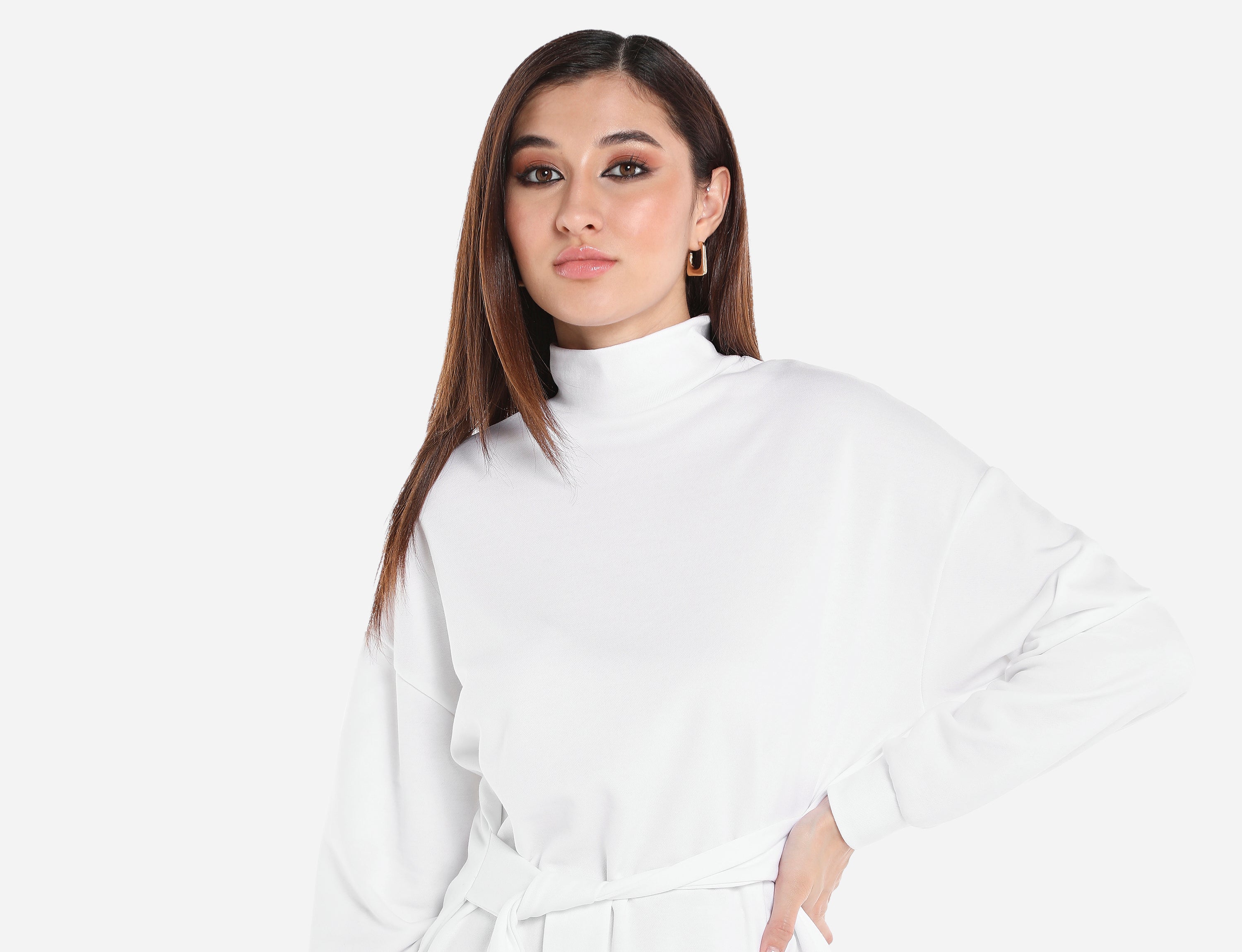 High neck Blouse with belt