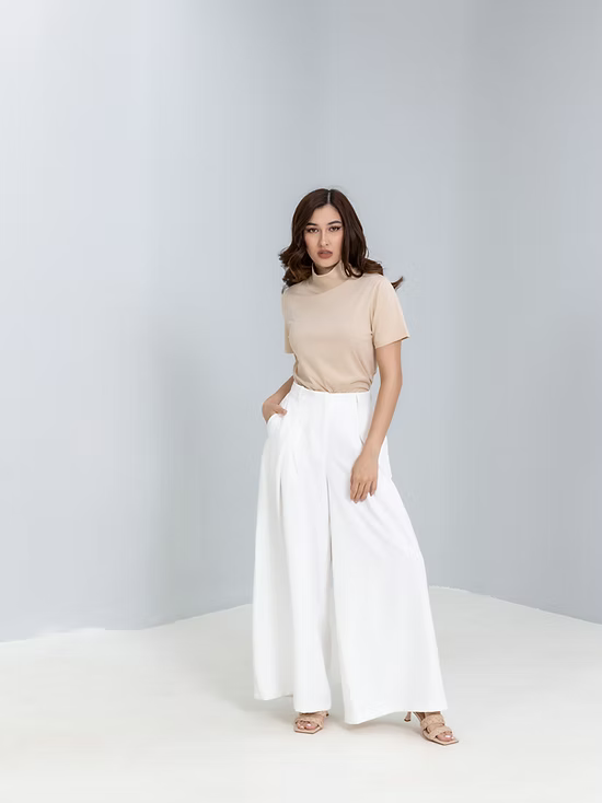 Wide-leg mid-waist tailored Trousers