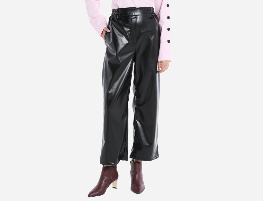 Wide leg Faux Leather trousers