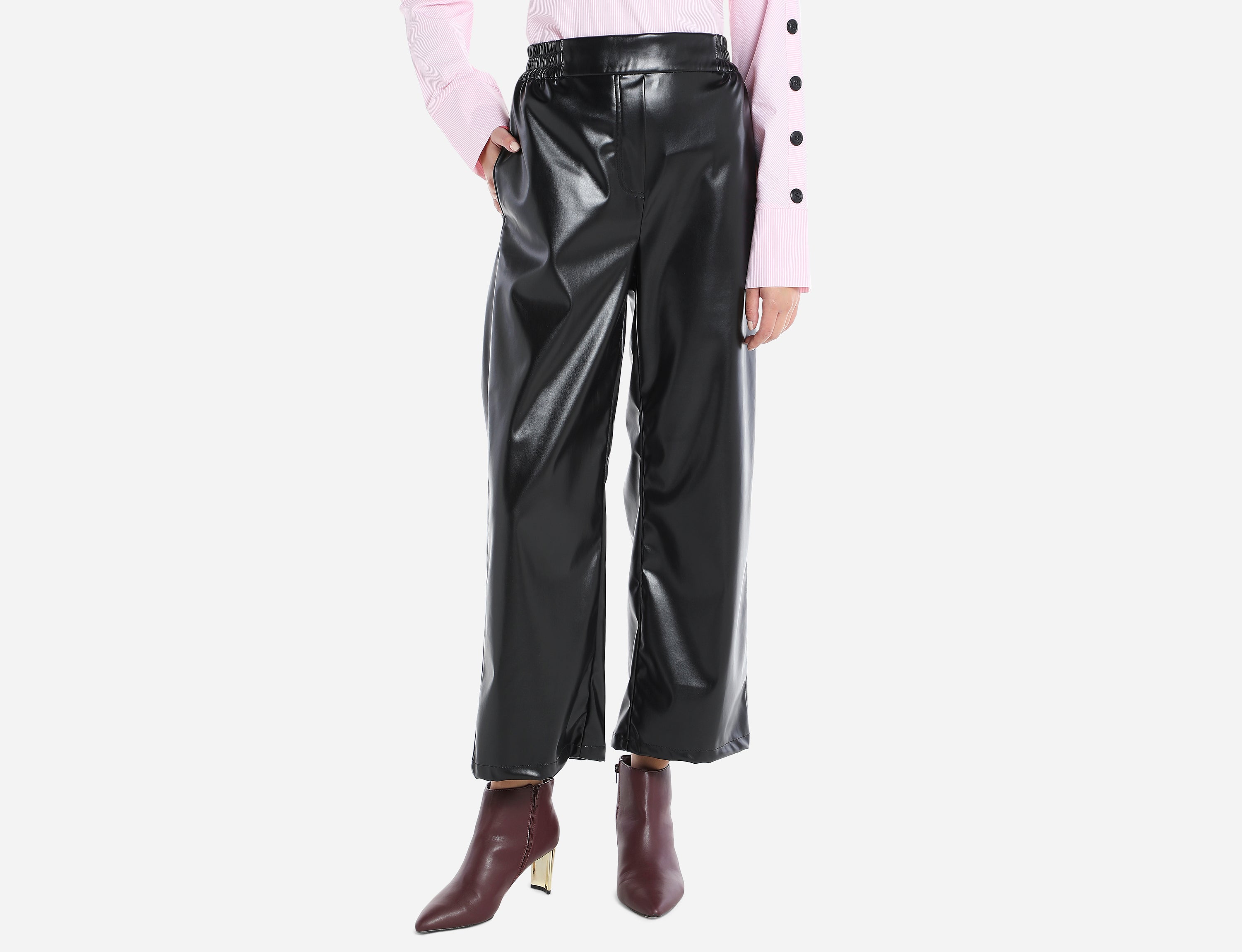 Wide leg Faux Leather trousers