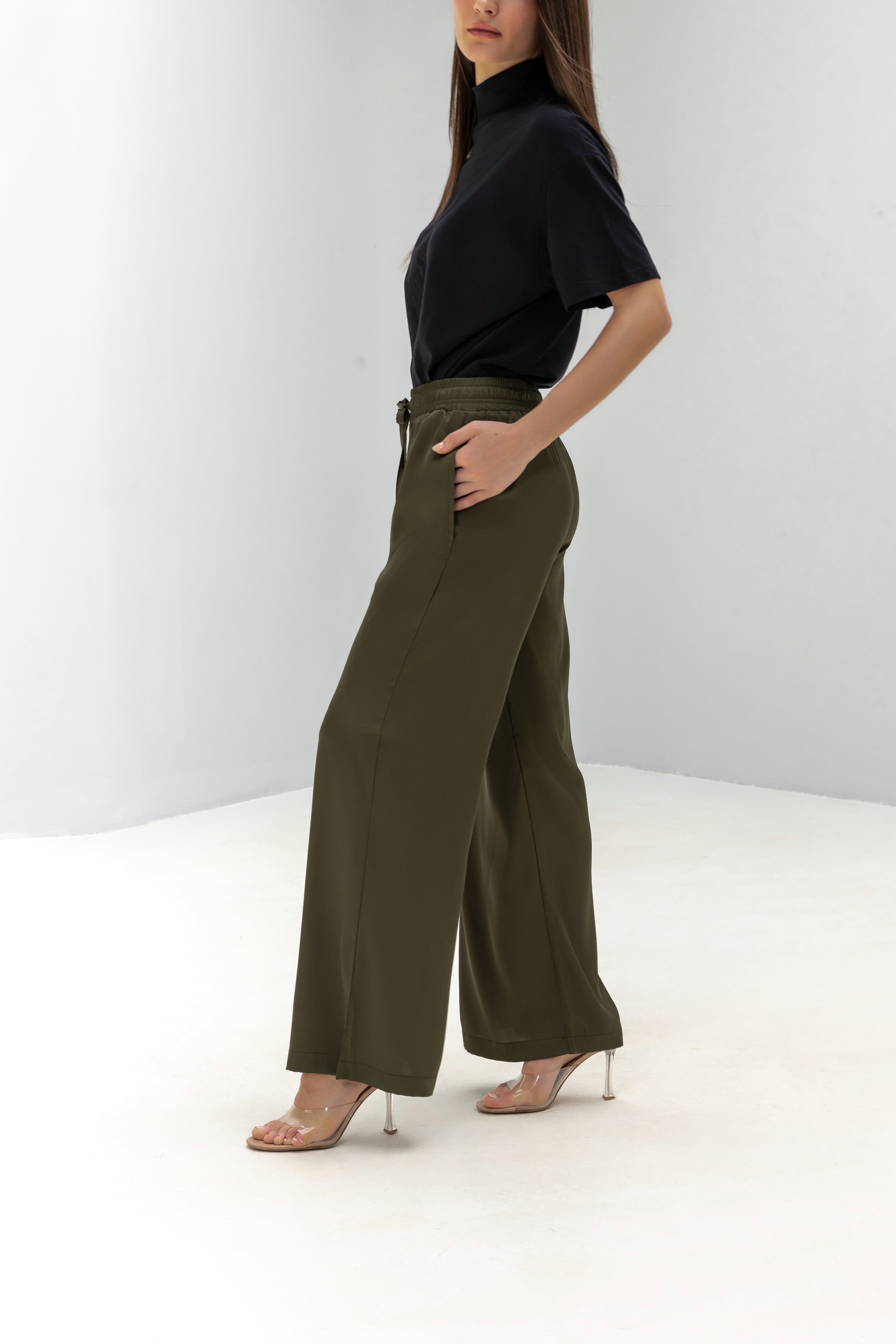 Mid-waist Flowing Silk Trousers
