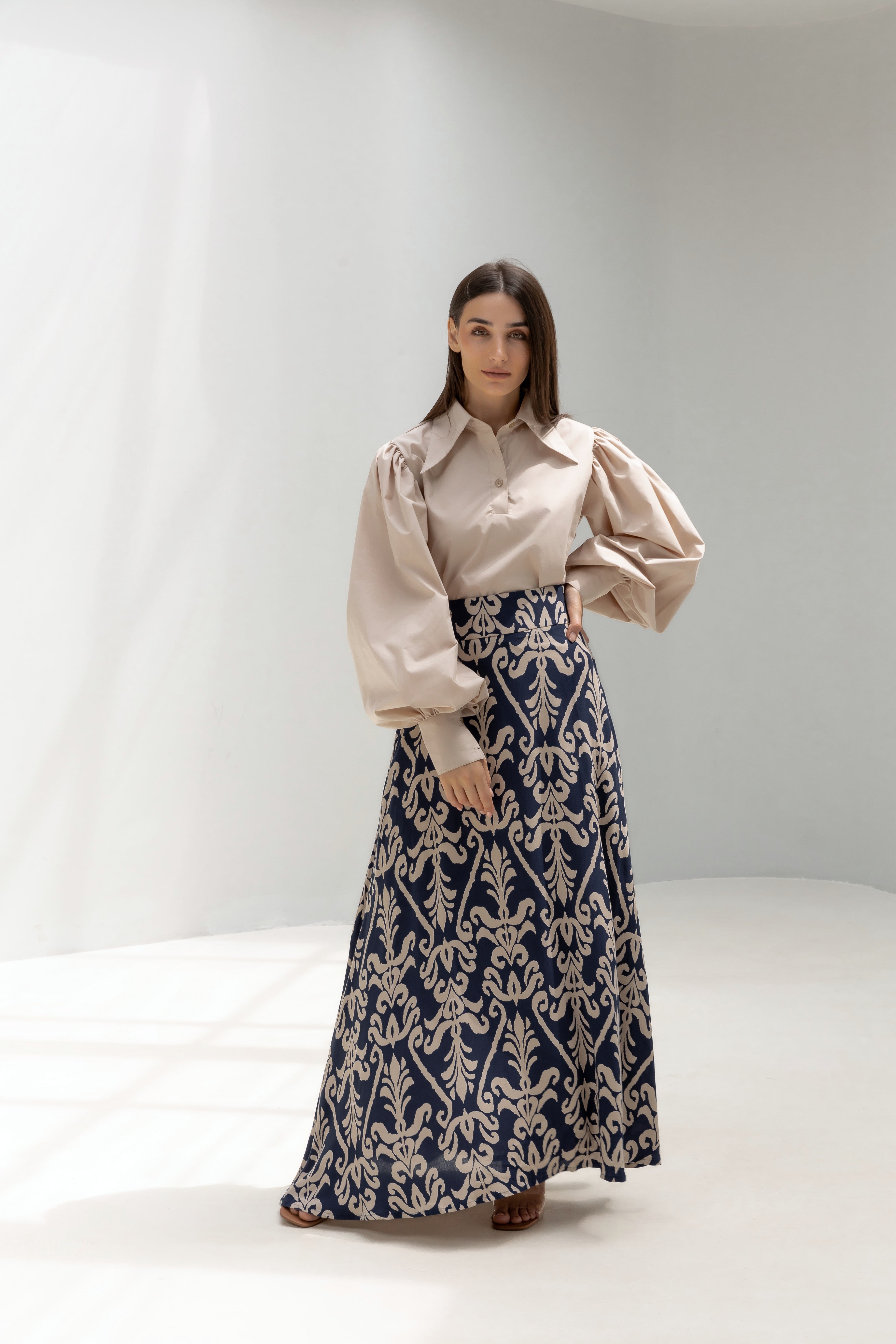 Maxi Flared Printed Skirt