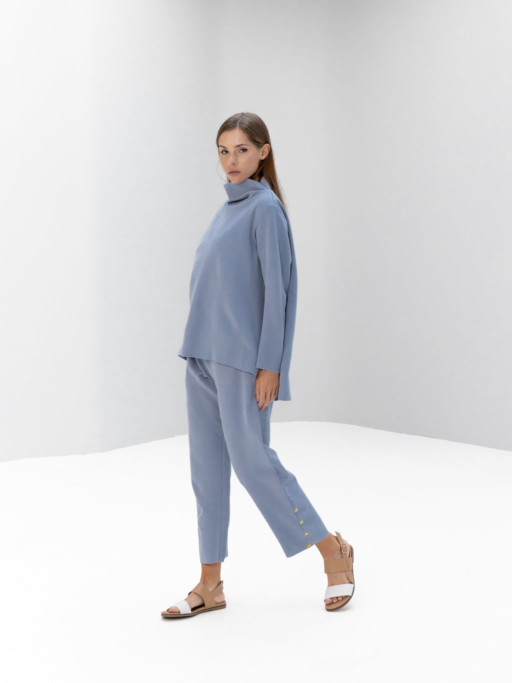 Loose Turtleneck Top with Studs