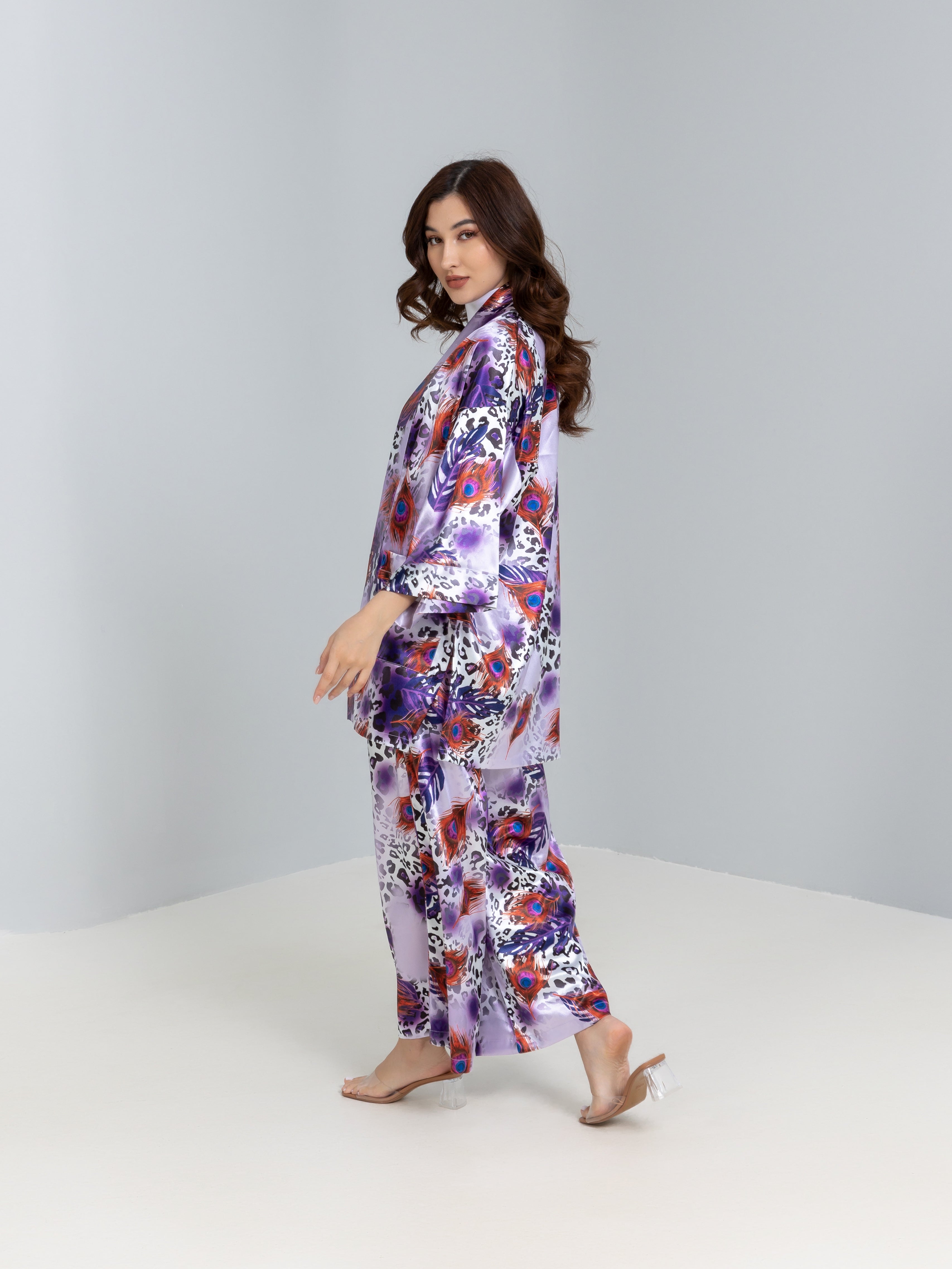 Printed Satin Kimono