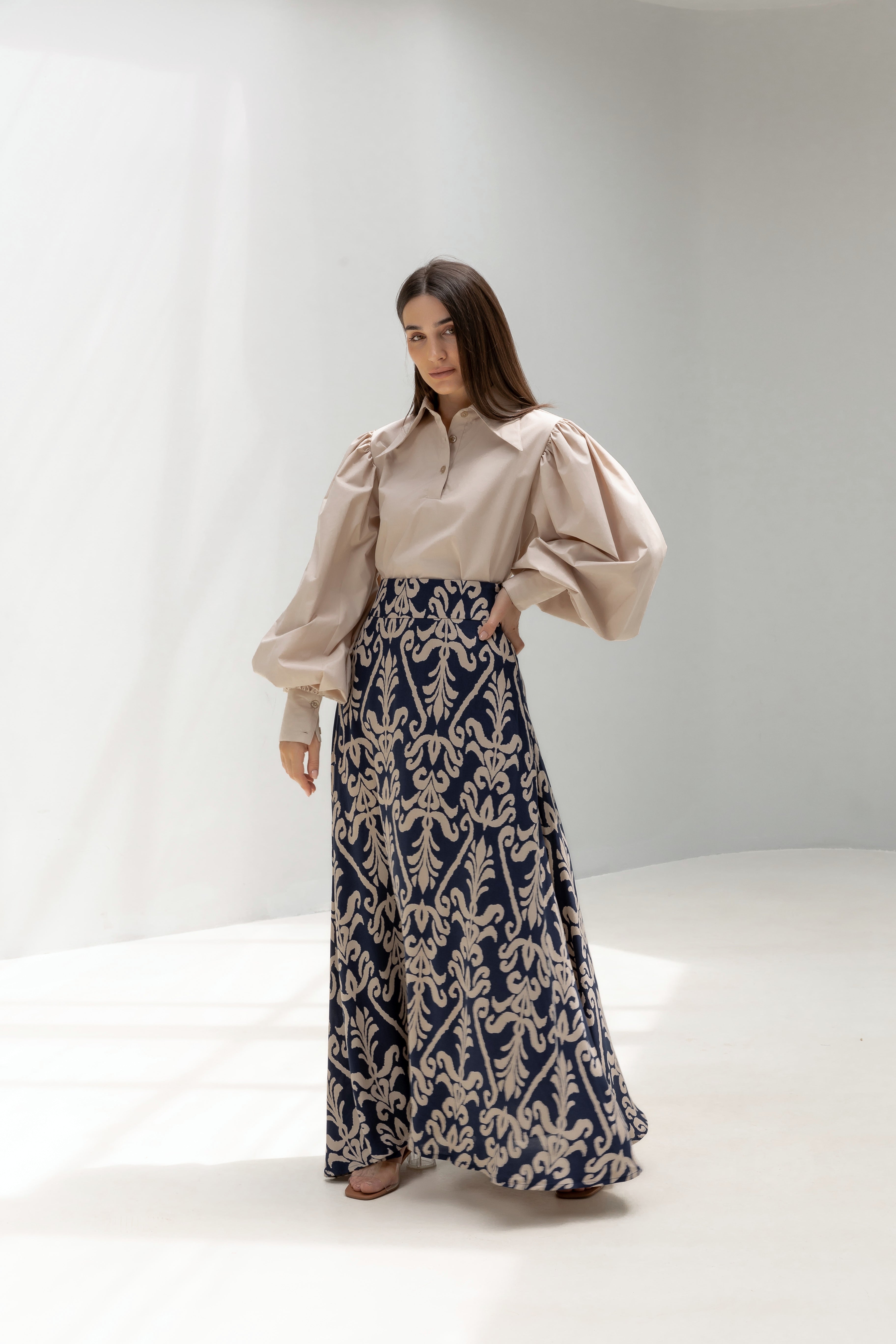 Maxi Flared Printed Skirt
