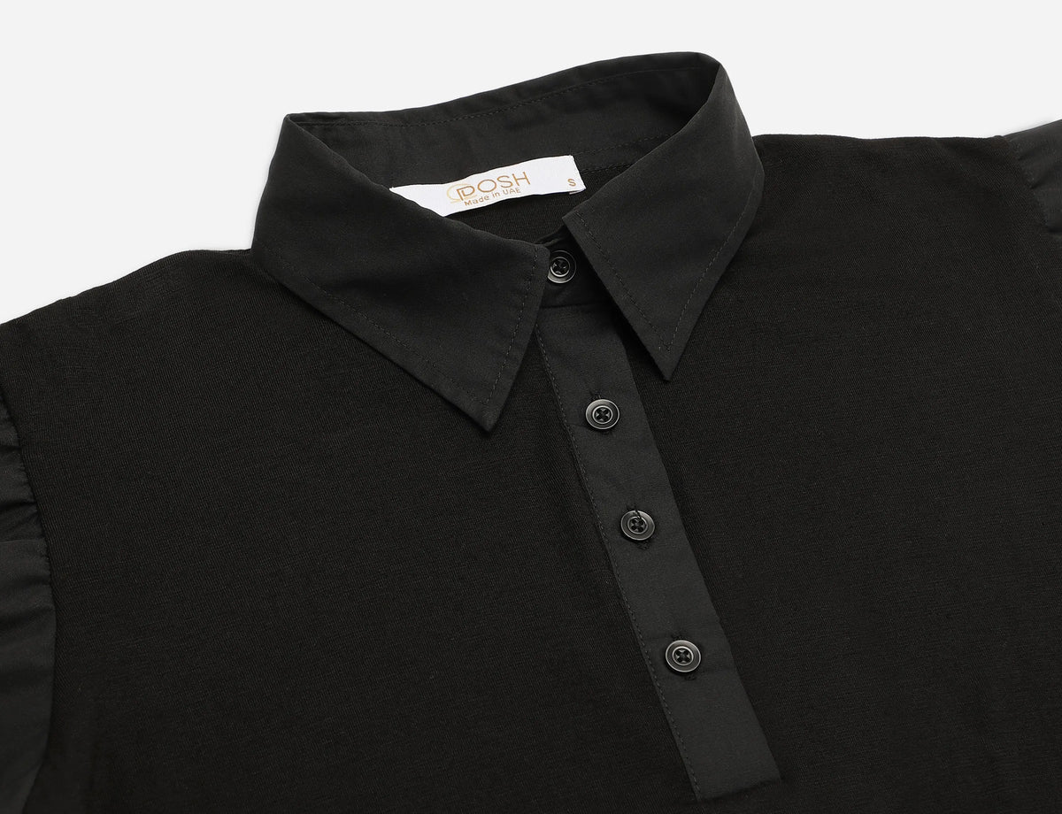 Collar top with shirt sleeves