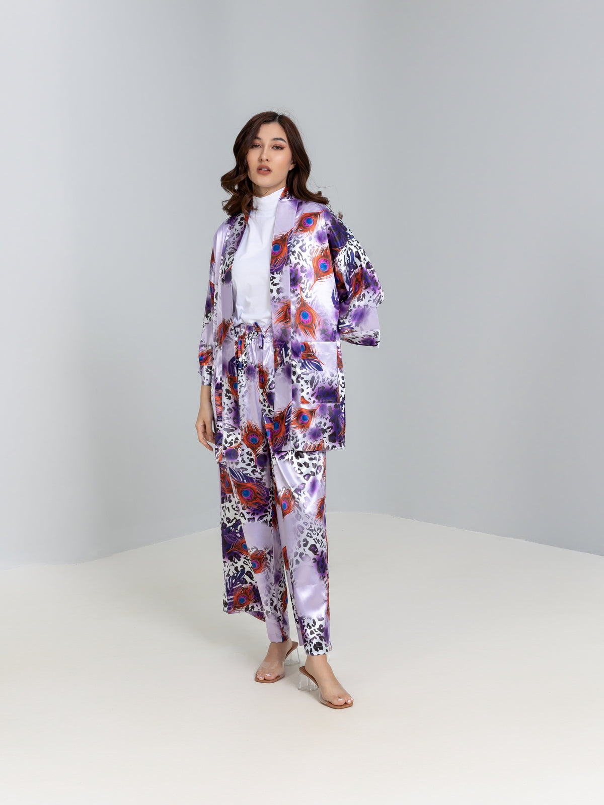 Printed Satin Kimono