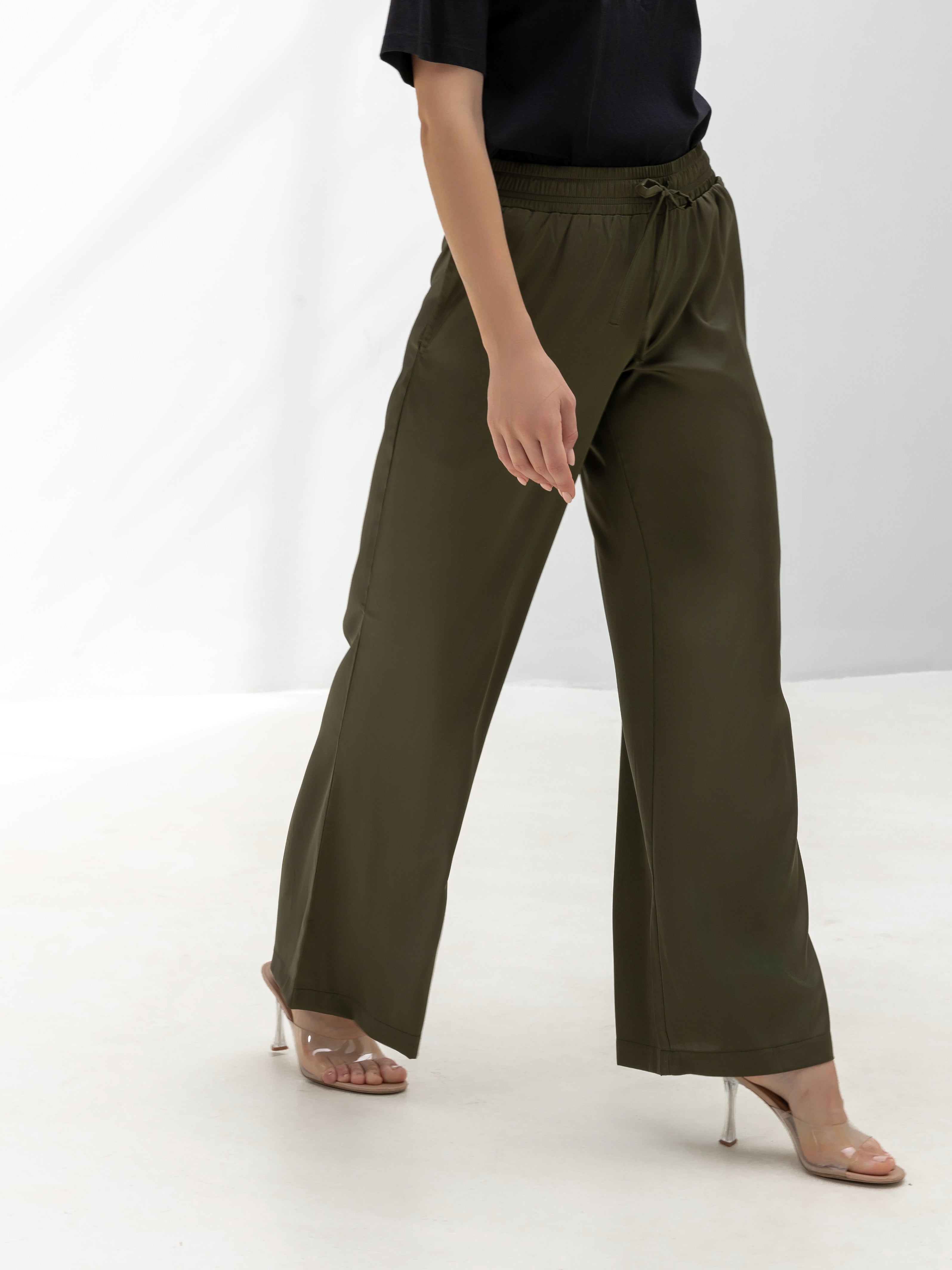 Mid-waist Flowing Silk Trousers