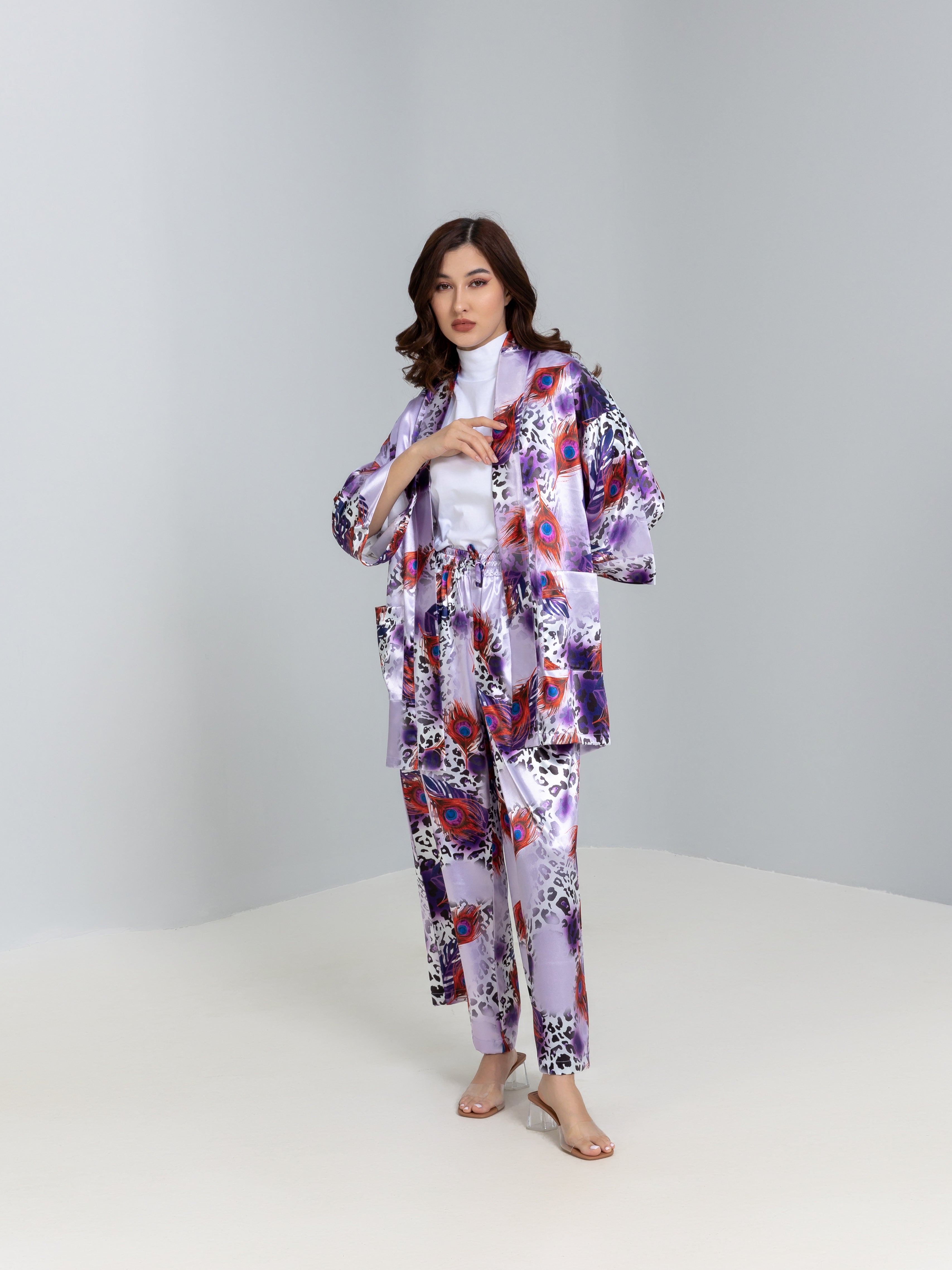 Printed Satin Kimono