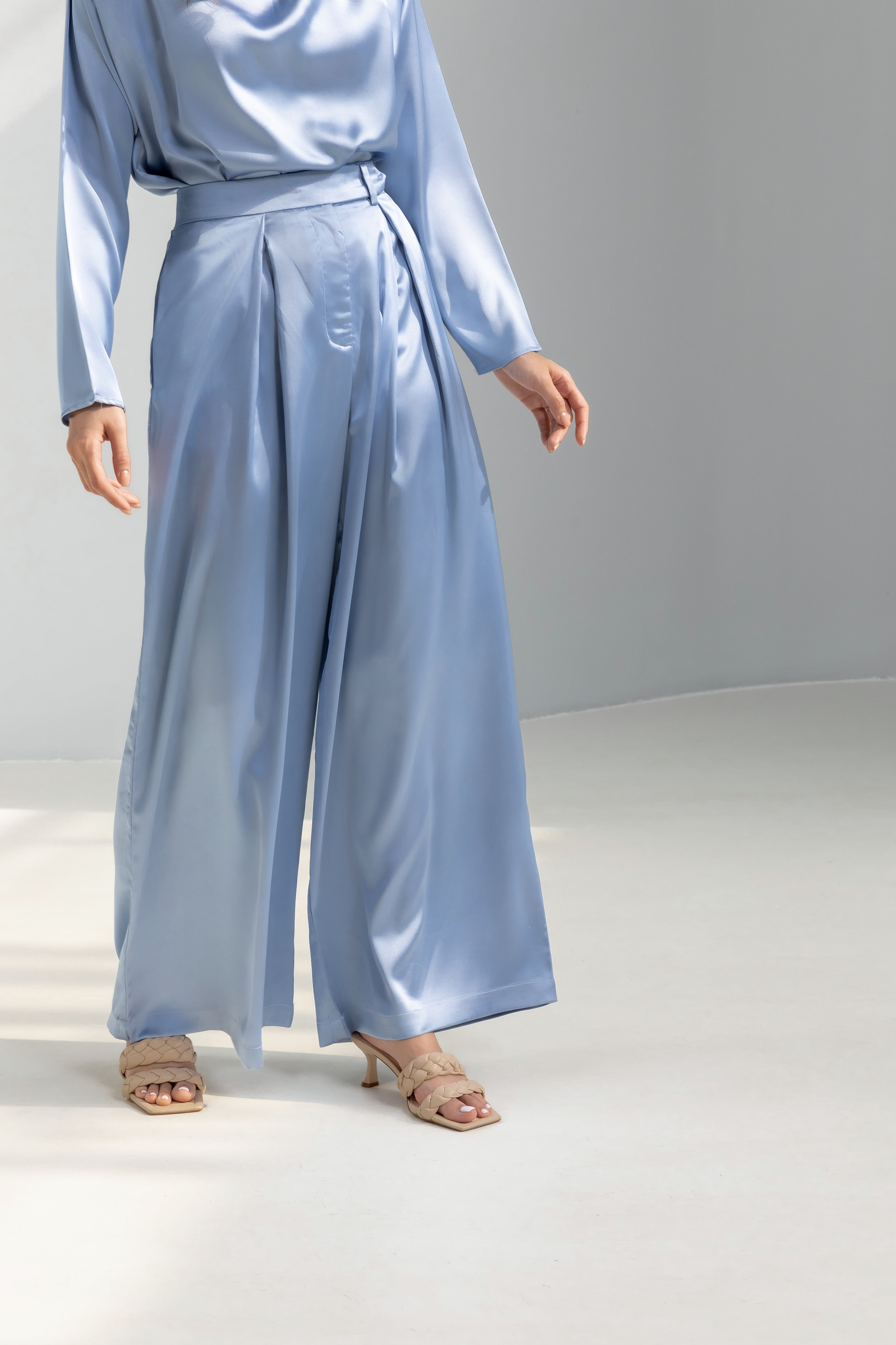Wide leg Satin Trousers