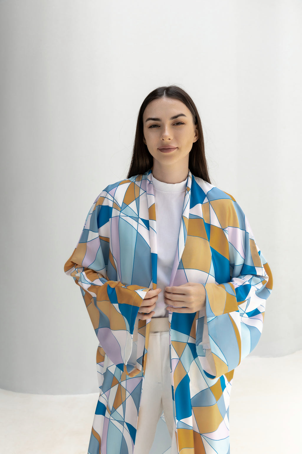 Printed Satin Silk Cardigan