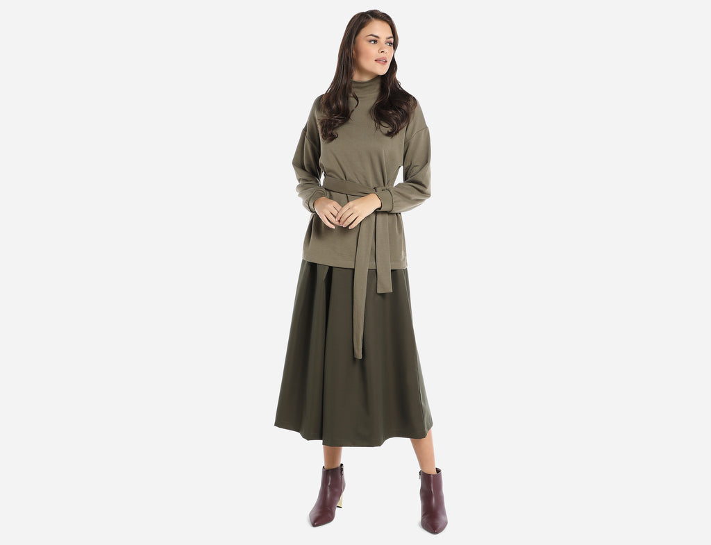 High neck Blouse with belt