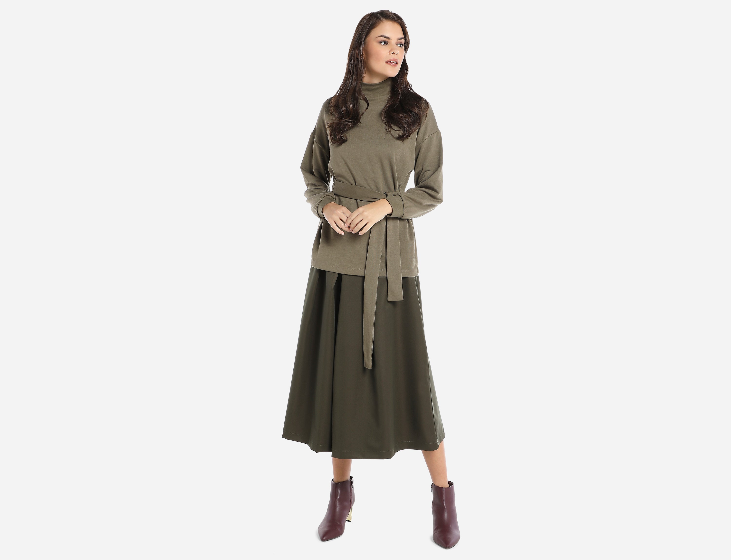 High neck Blouse with belt