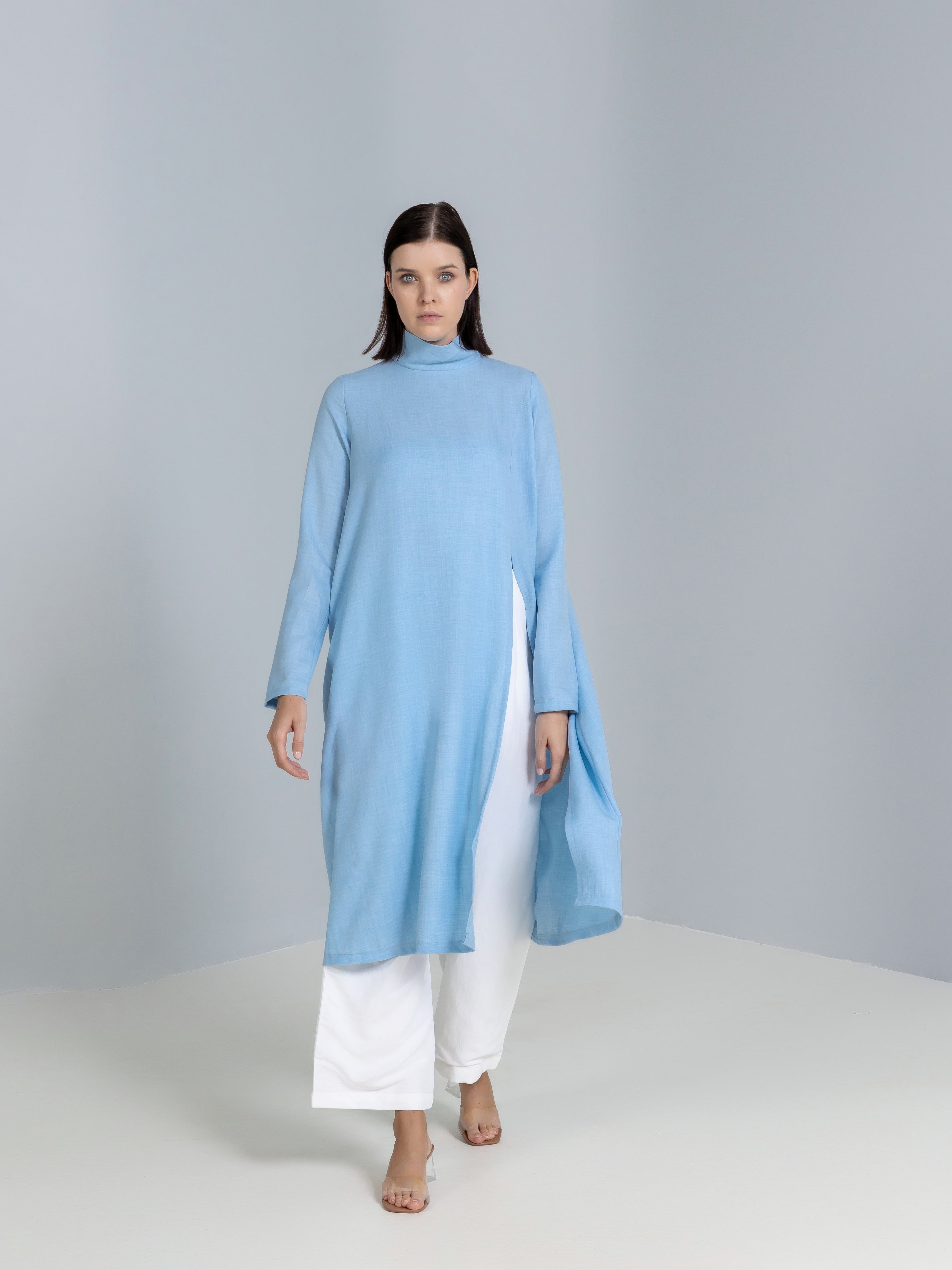High-Slit Linen Top