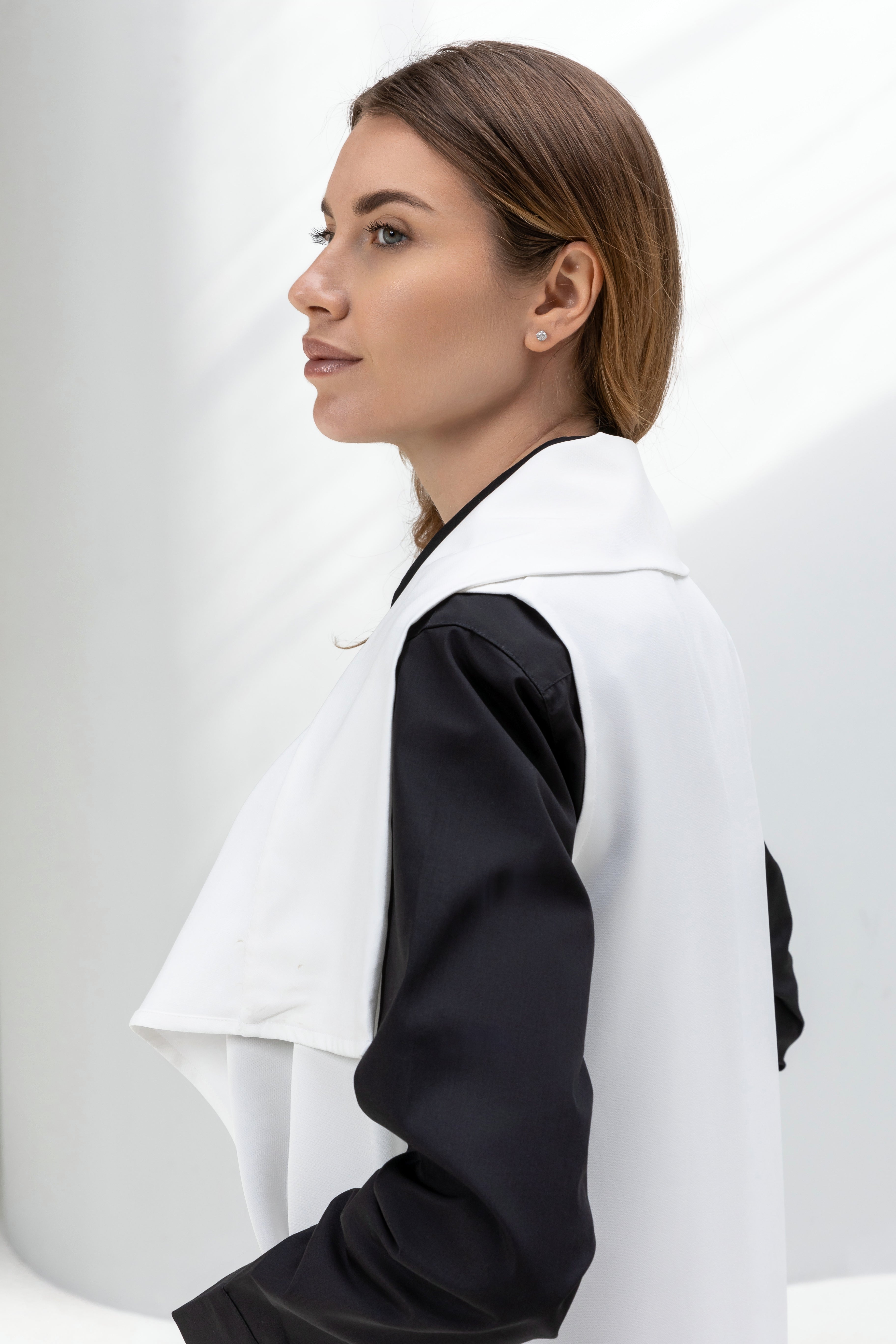 Drap collar sleeveless Long Cardigan