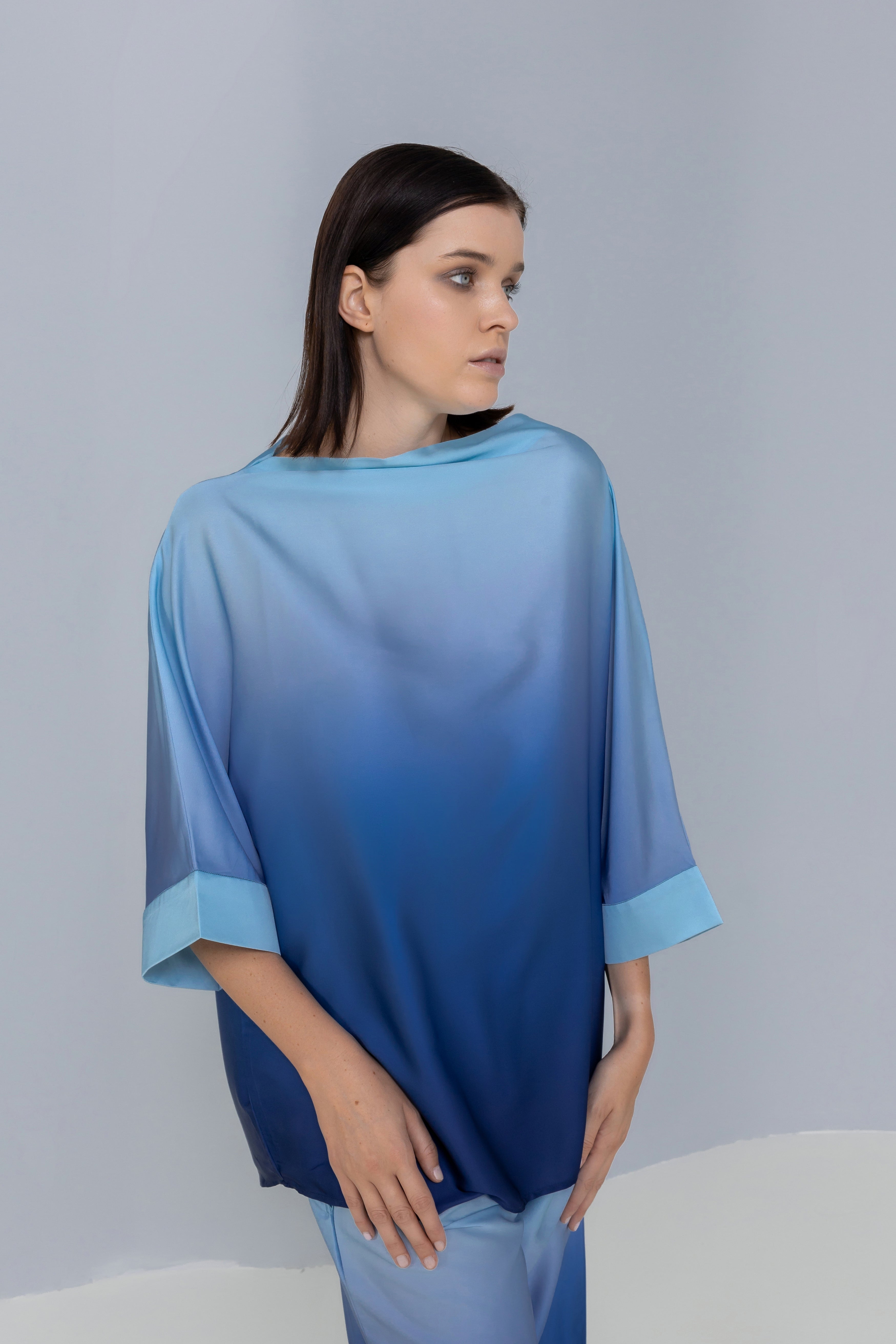 Oversized Ombre Satin Silk Top