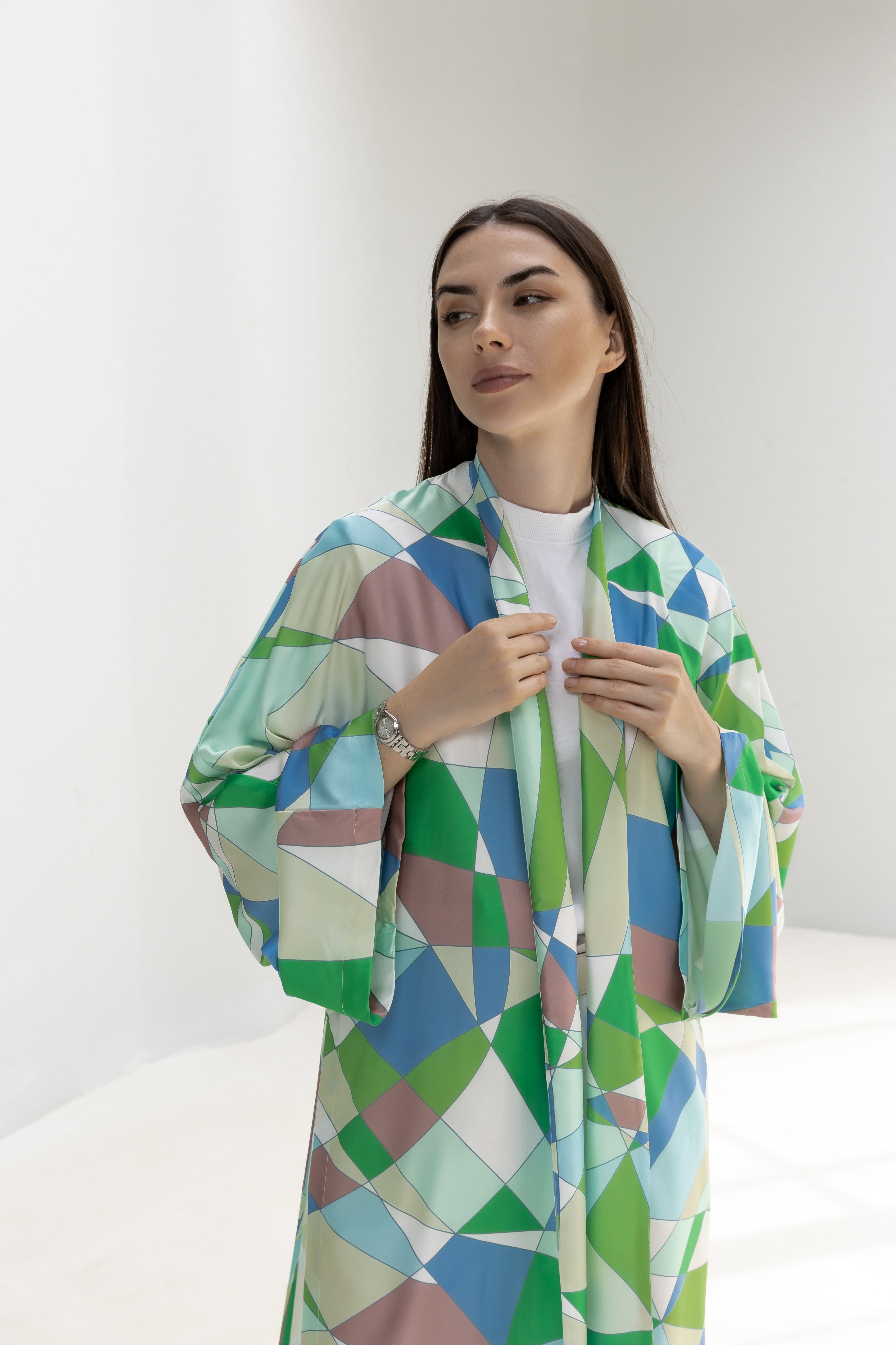 Printed Satin Silk Cardigan