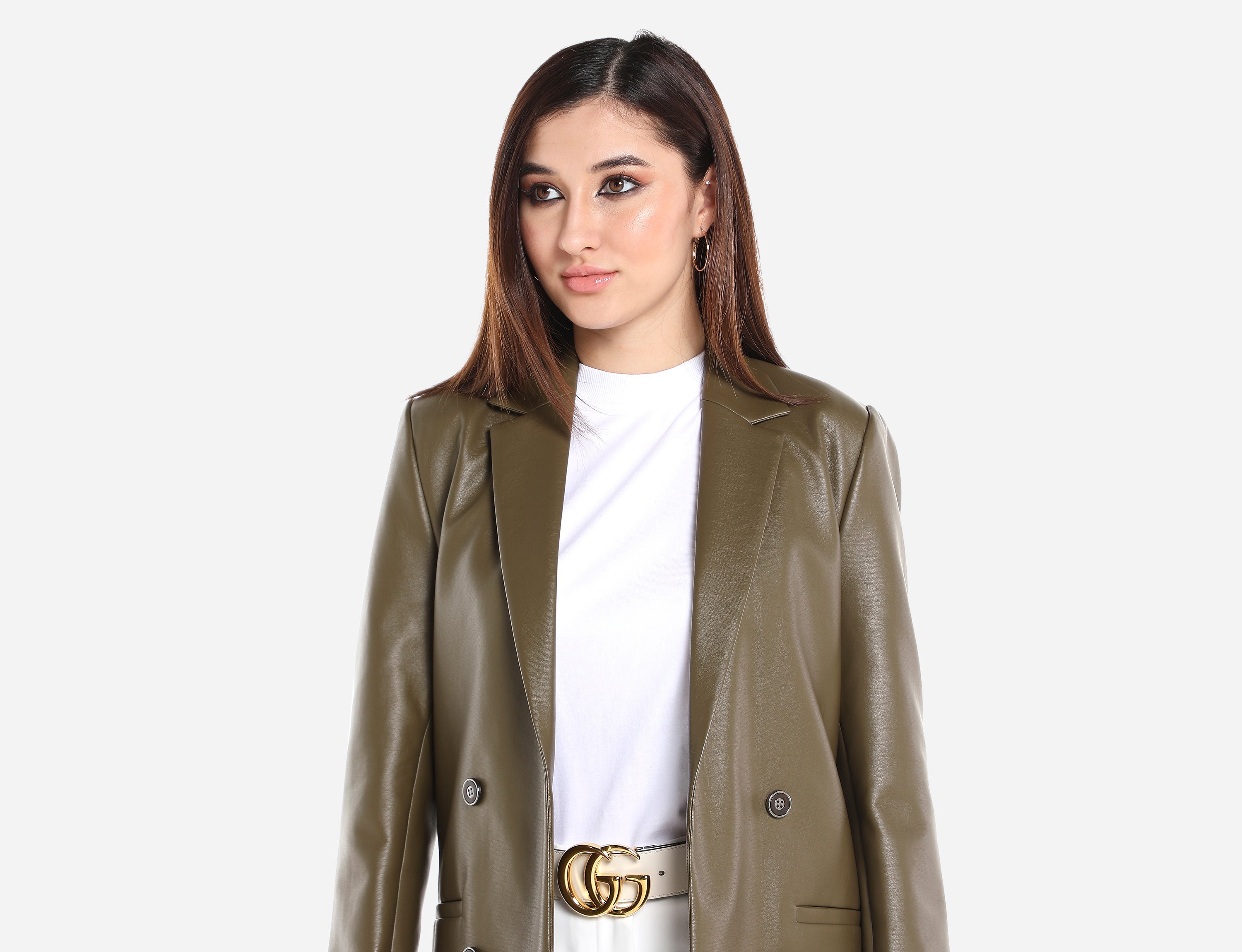 Straight cut Faux Leather Blazer