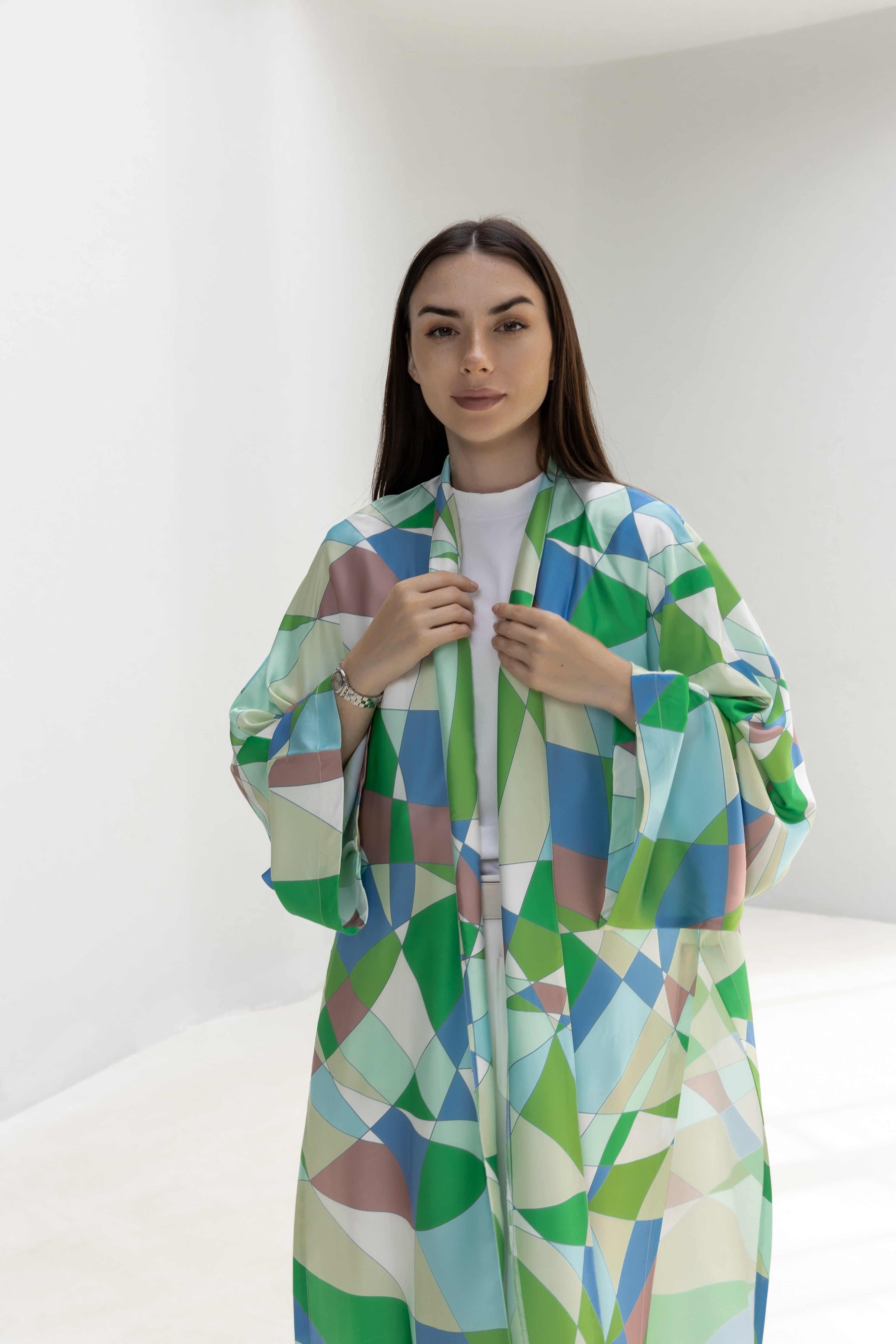 Printed Satin Silk Cardigan
