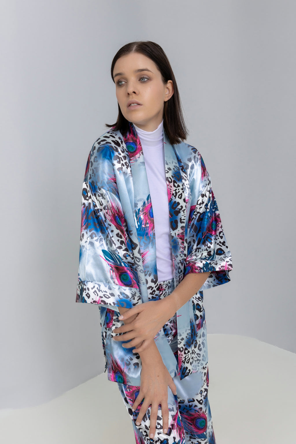 Printed Satin Kimono