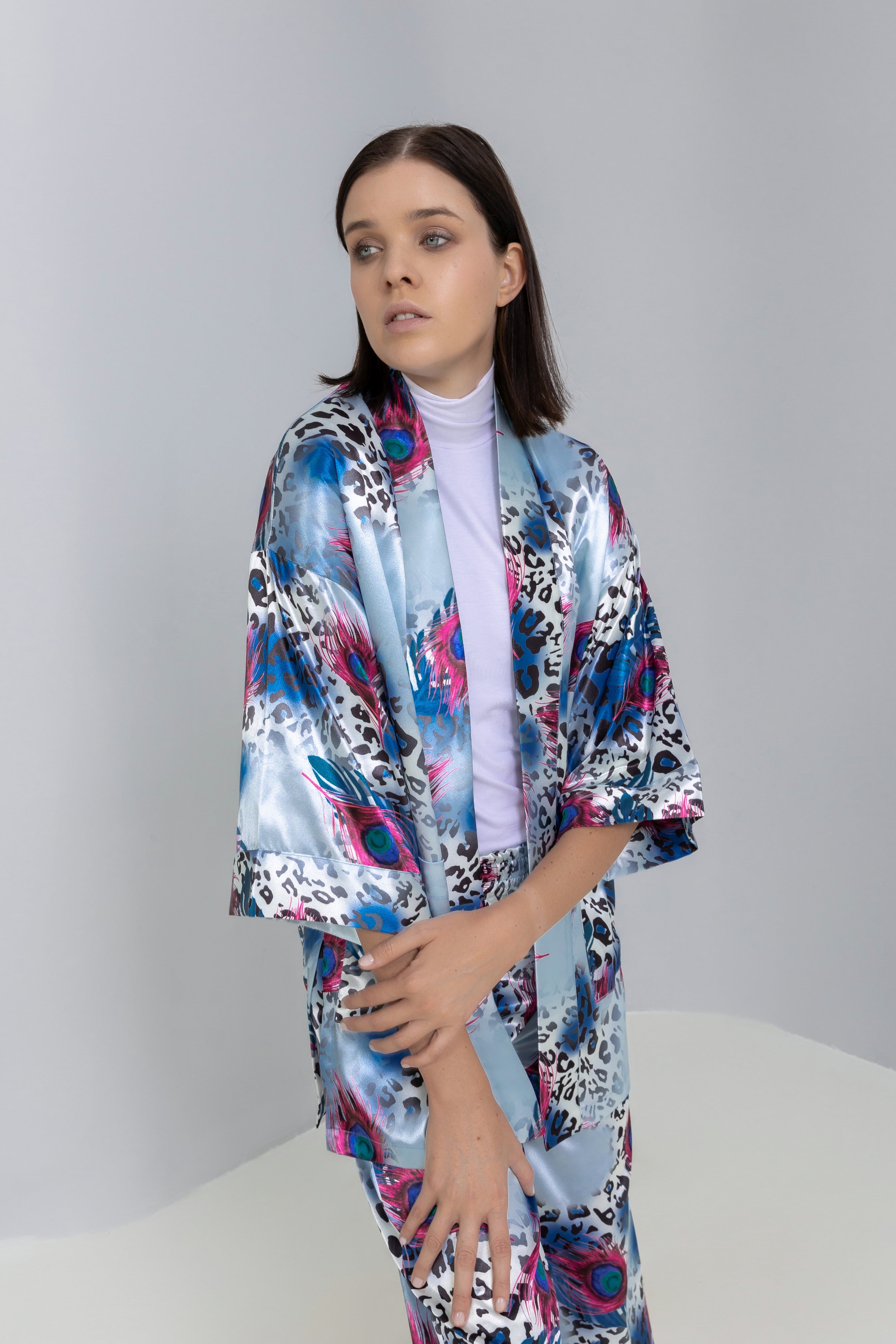 Printed Satin Kimono